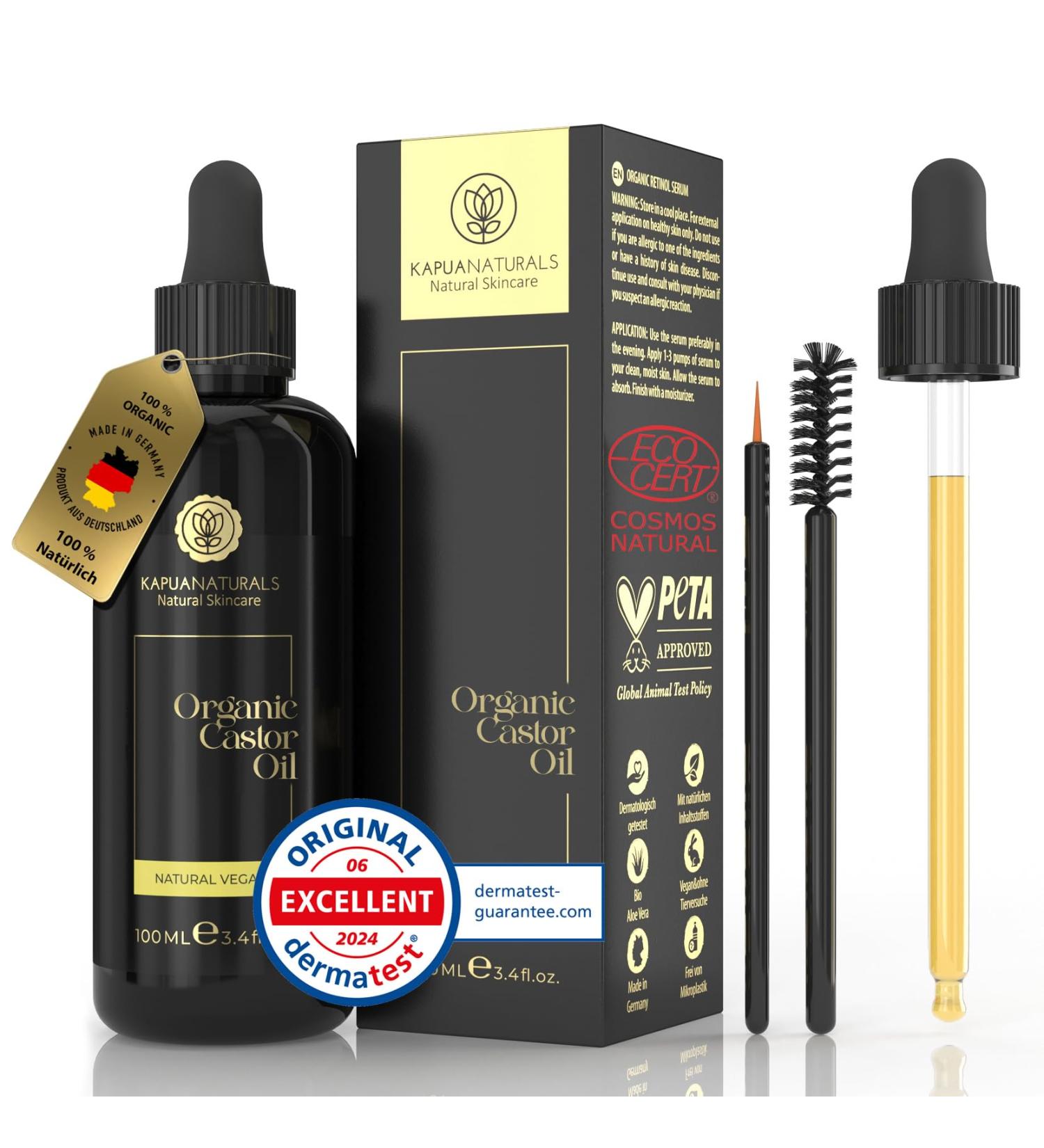 Organic Castor Oil 100ml 100% Pure Castor Oil Natural & Cold Pressed Castor Oil for Skin Eyelashes Eyebrows Hair Beard & Fingernails Castor Oil organic cold pressed Vegan - Buy Online on GoSupps.com