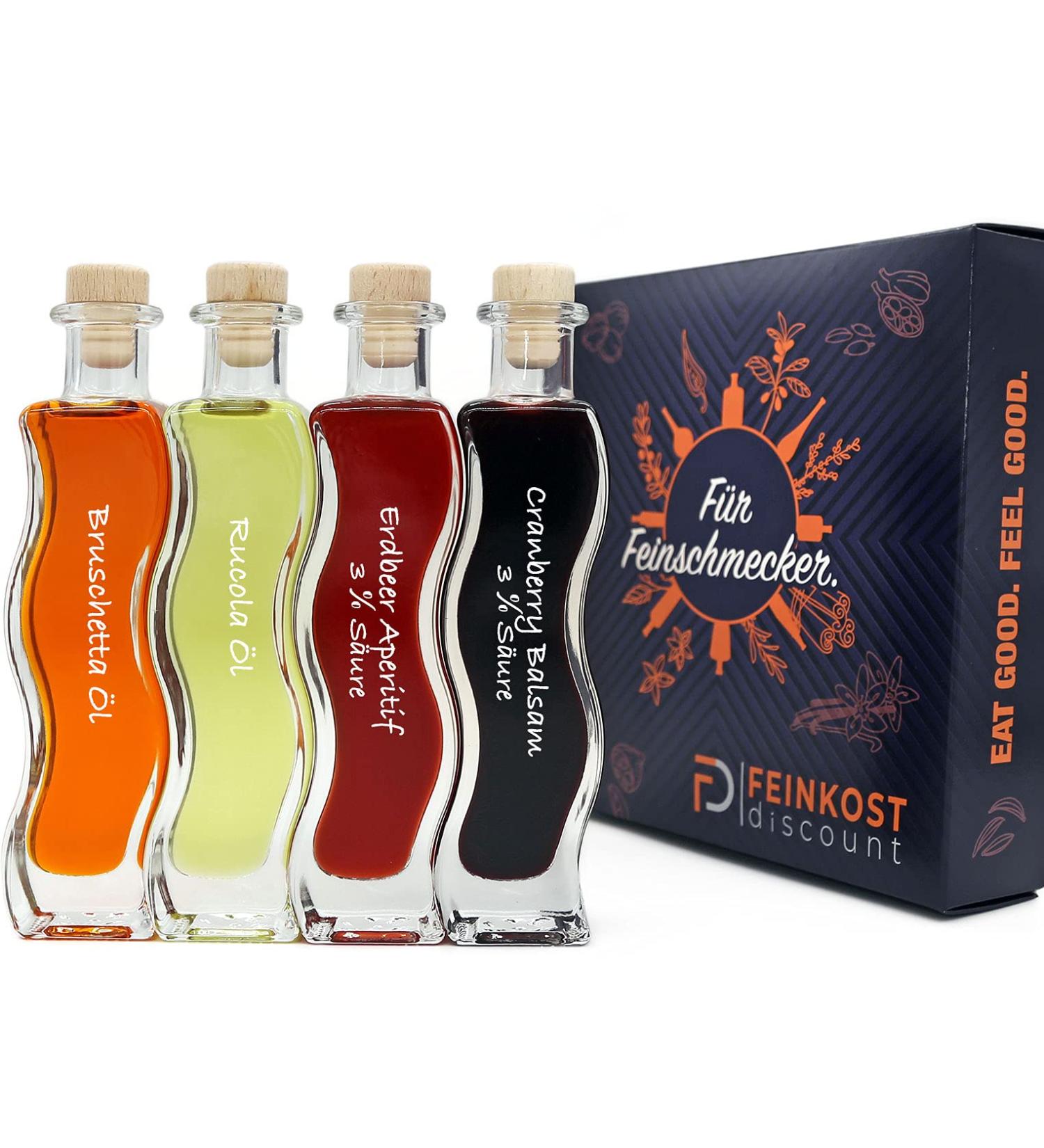 Luxury Gift Box: 2 x 100ml Oils & 2 x 100ml Vinegars | Strawberry & Cranberry Vinegar Arugula & Bruschetta Oil | Perfect Gift Basket for Men & Women - 400ml Fine Food Set - Buy Online on GoSupps.com