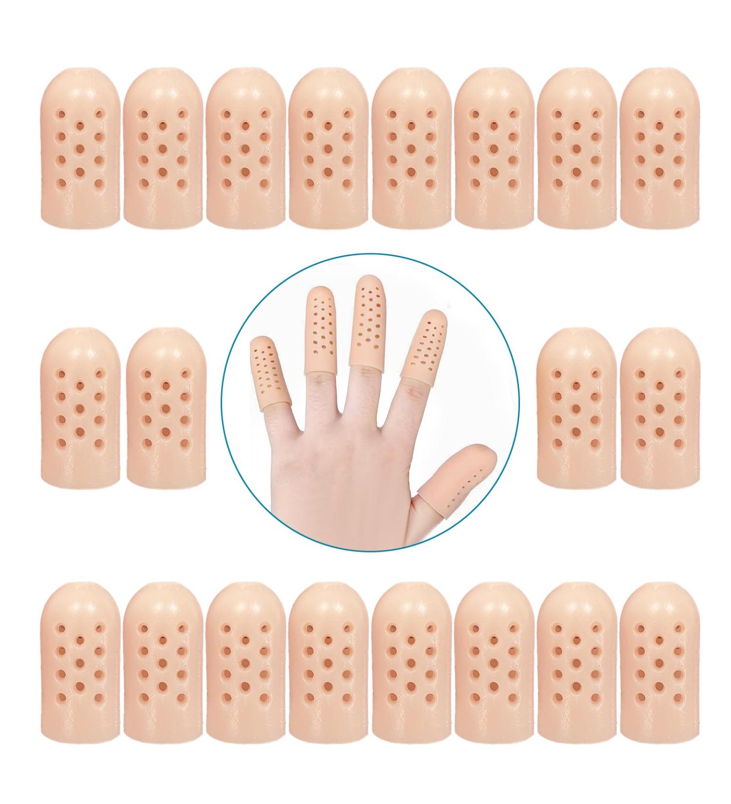 Zxfuture 20 Pack Gel Finger Cots with Air Holes - Finger Protection and Healing for Wounds Finger Cracking Blisters. Includes Breathable Silicone Finger Caps and Toe Sleeves for Eczema Relief(Nude) breathable finger cots 20pcs - Buy Online on GoSupps.com