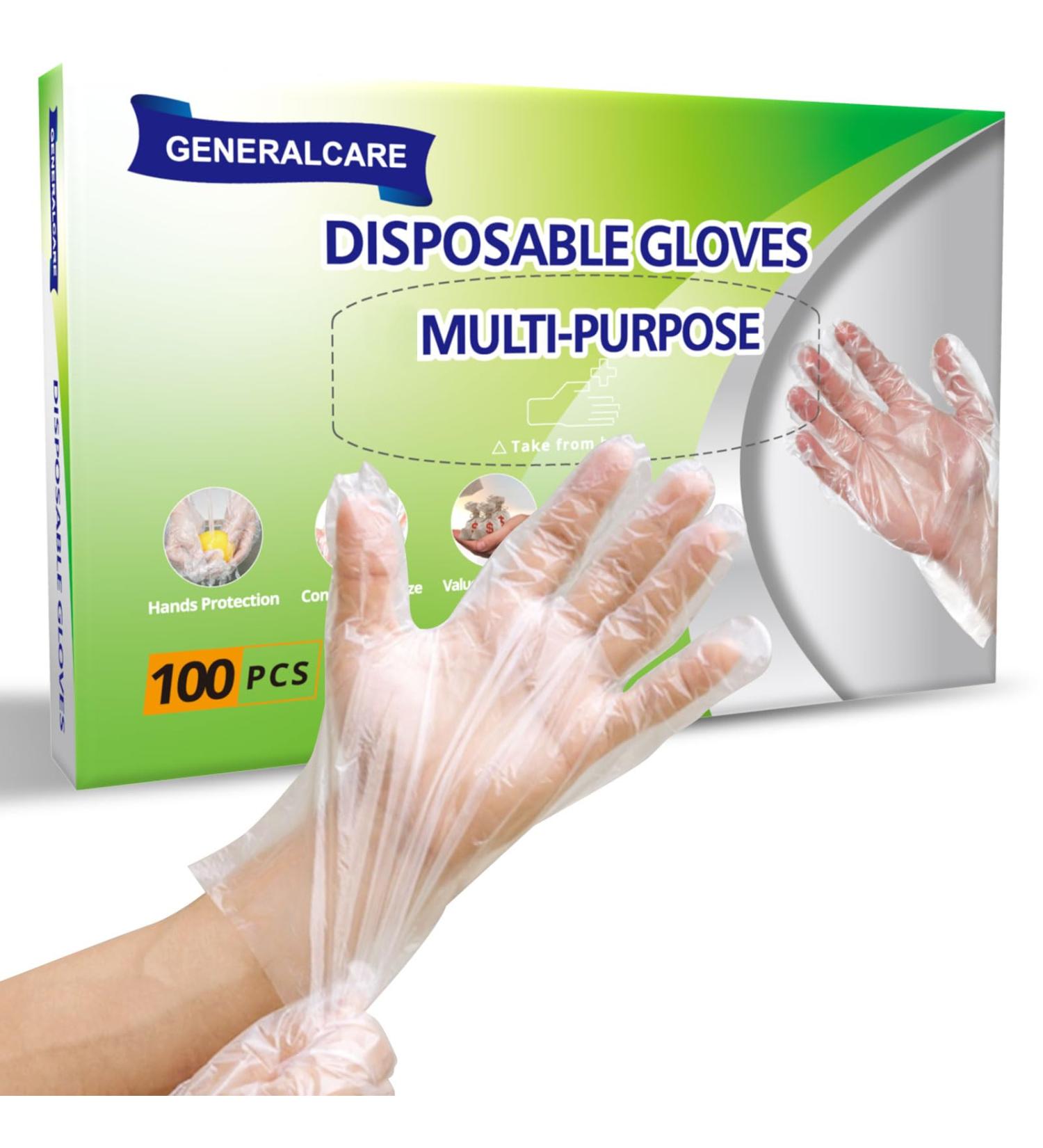 100 Pcs Disposable Plastic Gloves for Food Handling - Safe for Cooking Kitchen Cleaning and Food Prep - Buy Online on GoSupps.com