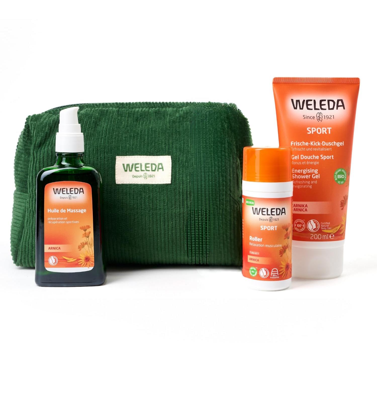 WELEDA - SPORTS HYGIENE CARE KIT: Arnica Roller + Arnica Massage Oil + Arnica Sports Shower Gel - Sports preparation and recovery - NATRUE* - Vegan*** -75+100+200 ml - Buy Online on GoSupps.com