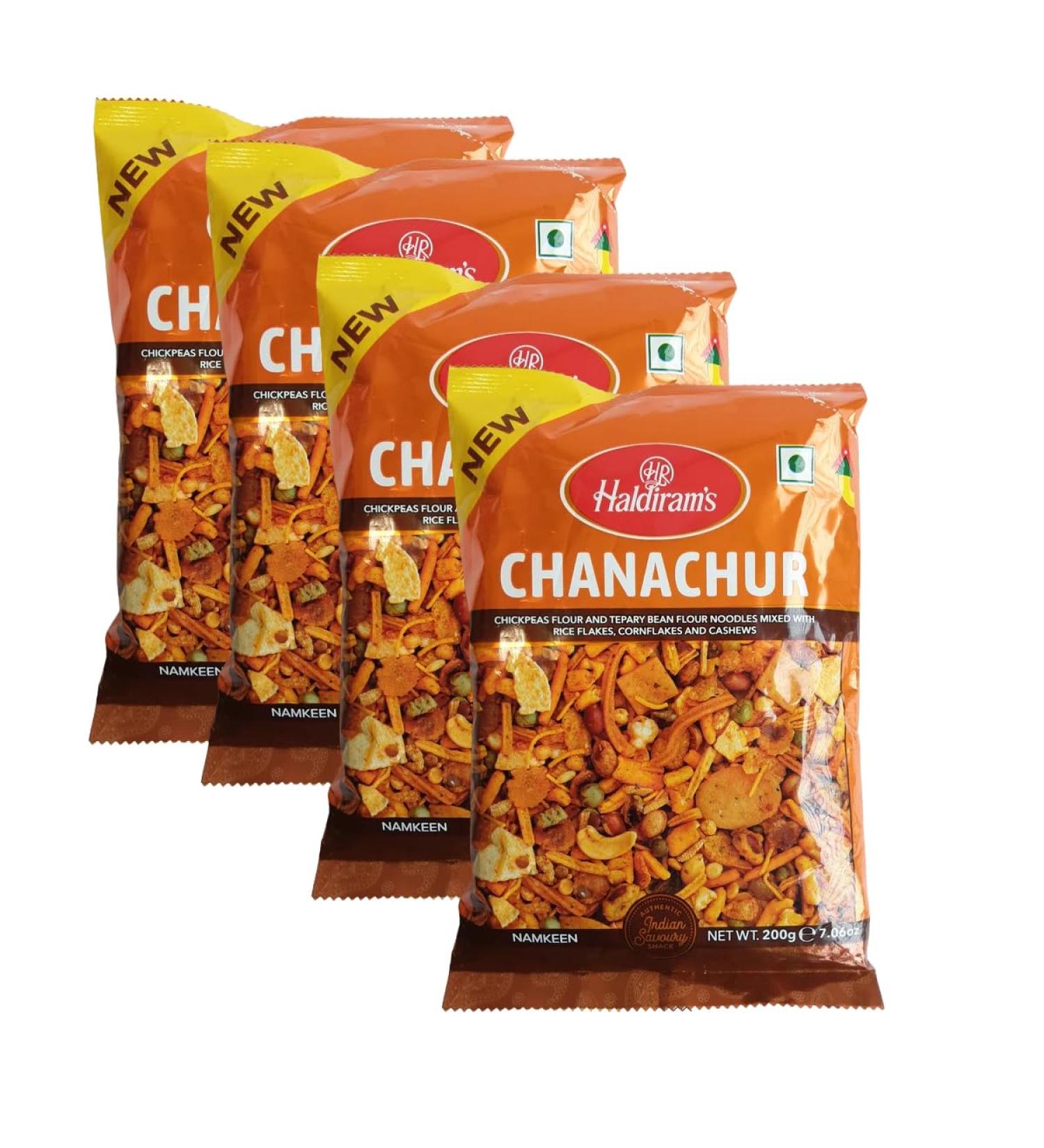 Haldiram s Savory Snacks Easy to Carry Anywhere Crispy Crunchy & Spicy Delicious Indian Namkeen Snacks Made With Authentic Taste Enjoy At Tea Time (Haldiram Chanachur Pack of 4)
