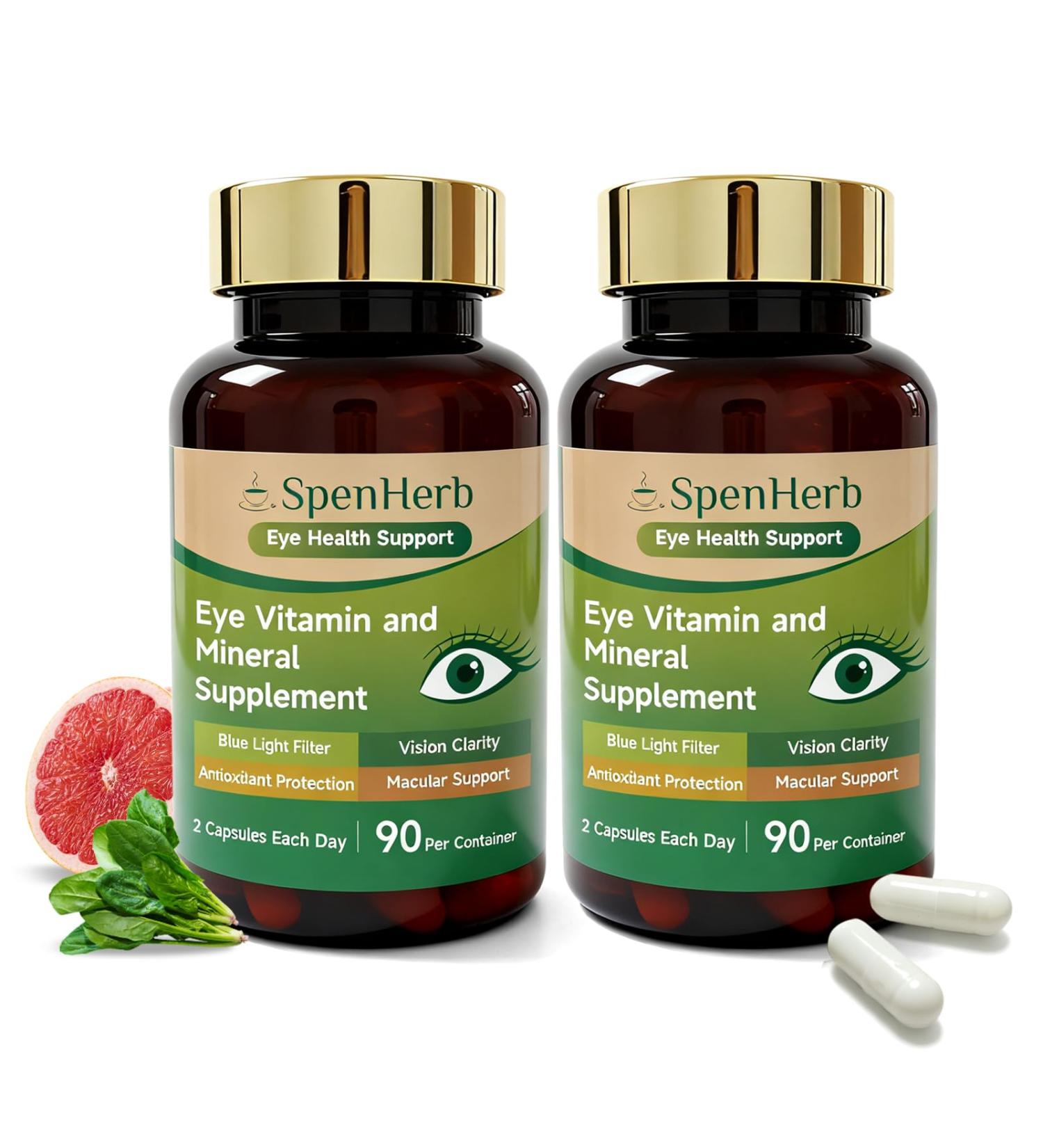 Eye Vitamin and Mineral Supplement Vision Support 90 Capsules with Lutein and Zeaxanthin Vitamin C E Zinc Copper Eye Health Supplements for Adults 2 PCS 90 Count (Pack of 2) - Buy Online on GoSupps.com