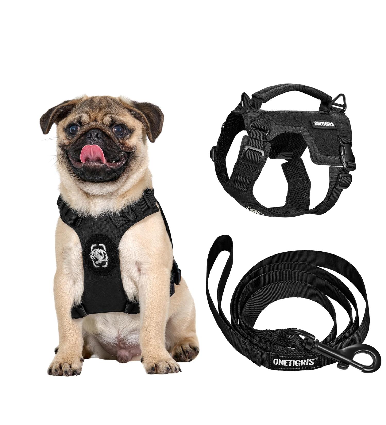 Oneigris Dog Harness & Leash Set | Mini Trooper Puppy Dishes for Extra Small to Medium Dogs - Black XS - Buy Online on GoSupps.com