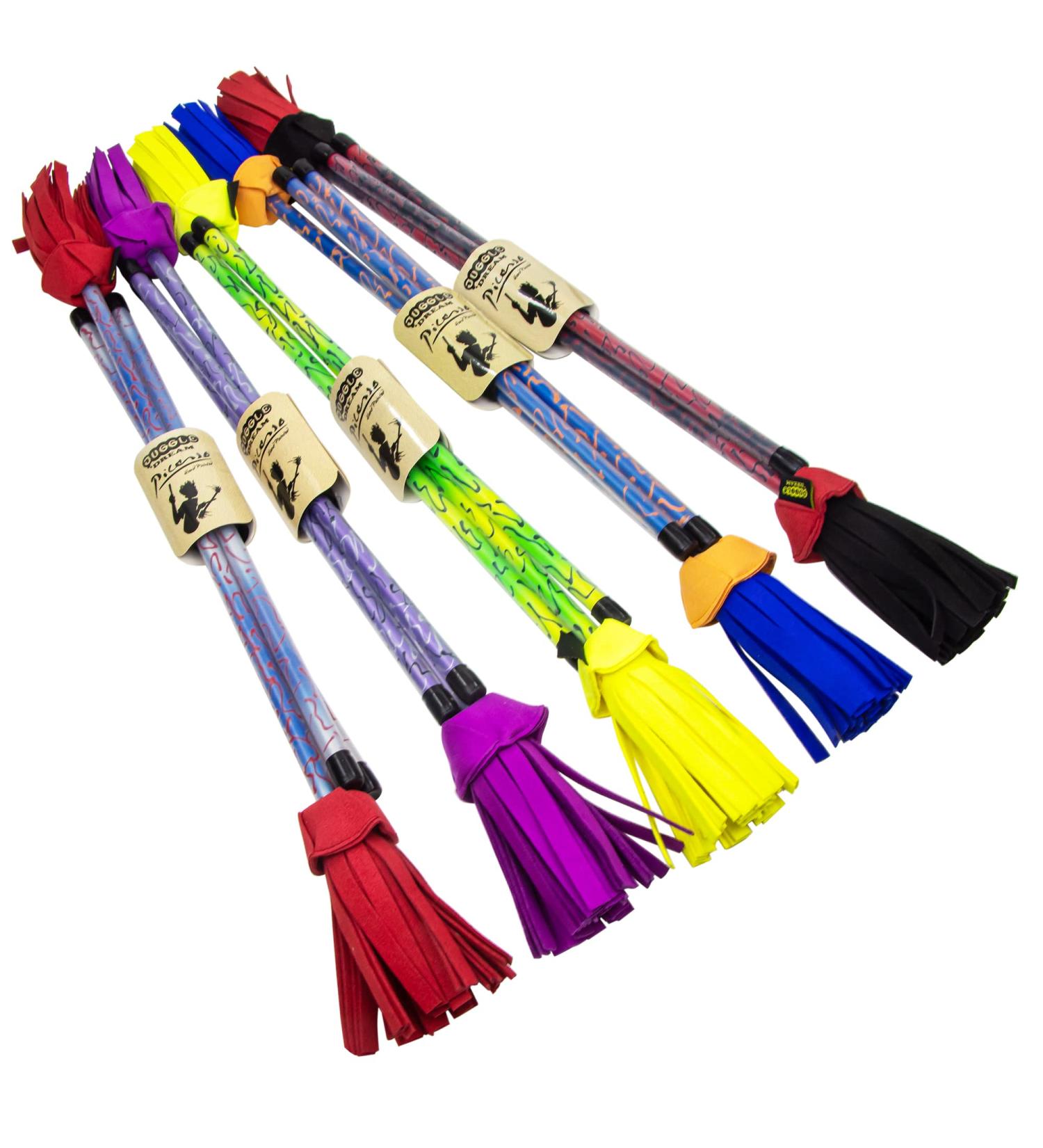Juggle Dream Picasso Flower Stick Set | Handicided Fiberglass & Silicone Grip | Colorful Jonglier Flower Stick with Suede Fringes - International Shipping - Buy Online on GoSupps.com