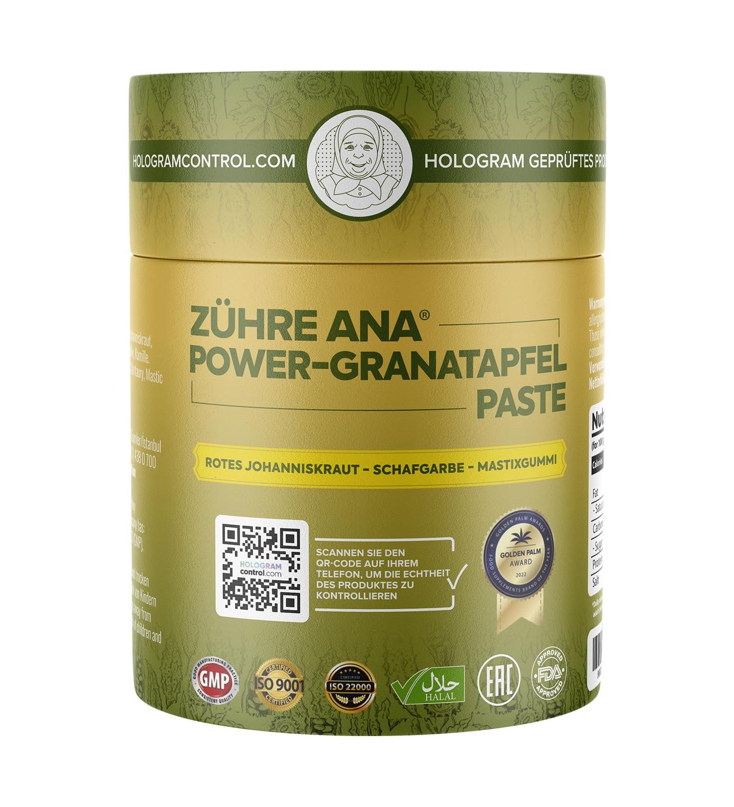 Z hre Ana Power Pomegranate Paste: 100% Natural Formulation | Natural Aid for Stomach Problems Reflux Gastritis and Digestive Disorders | Fast Acting Anti-Inflammatory Properties 240 ml (Pack of 1) - Buy Online on GoSupps.com