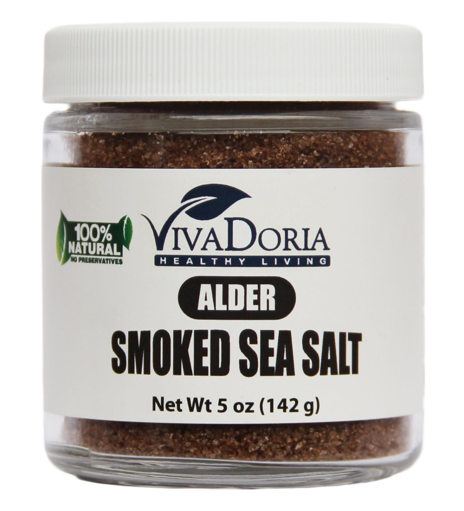 Viva Doria Alder Smoked Sea Salt Alderwood Smoked Salt Fine Grain Glass Jar 5 oz - Buy Online on GoSupps.com
