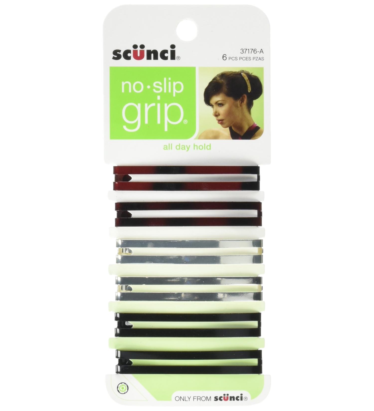 Scunci No-Slip Grip Open Center Stay Tight Barrettes 6 Count