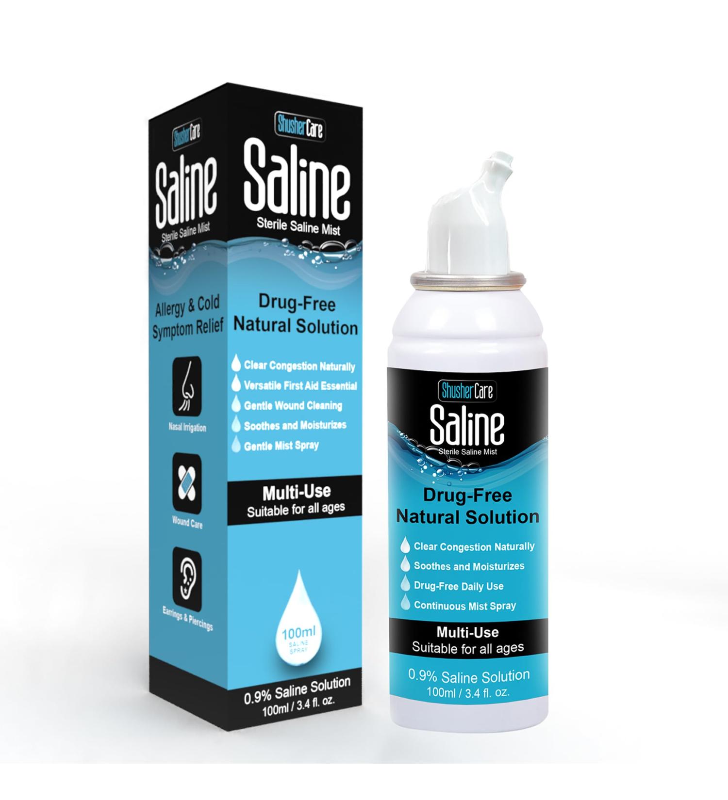 Buy Saline Mist 0.9% NaCl - Multi-Purpose Saline Spray for Wound Care Piercing Aftercare & Dry Sinuses | Drug-Free 100 ml - International Shipping Available - Buy Online on GoSupps.com