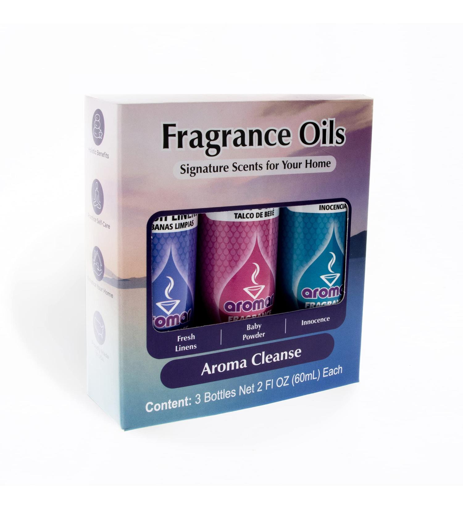 Aromar Premium Fragrance Oil 2oz 3 Pack - Long Lasting Aromatherapy Scents for Living Room, Bedroom, and Kitchen - Fresh Linens, Baby Powder, Innocence - 2 Fl Oz - Buy Online on GoSupps.com