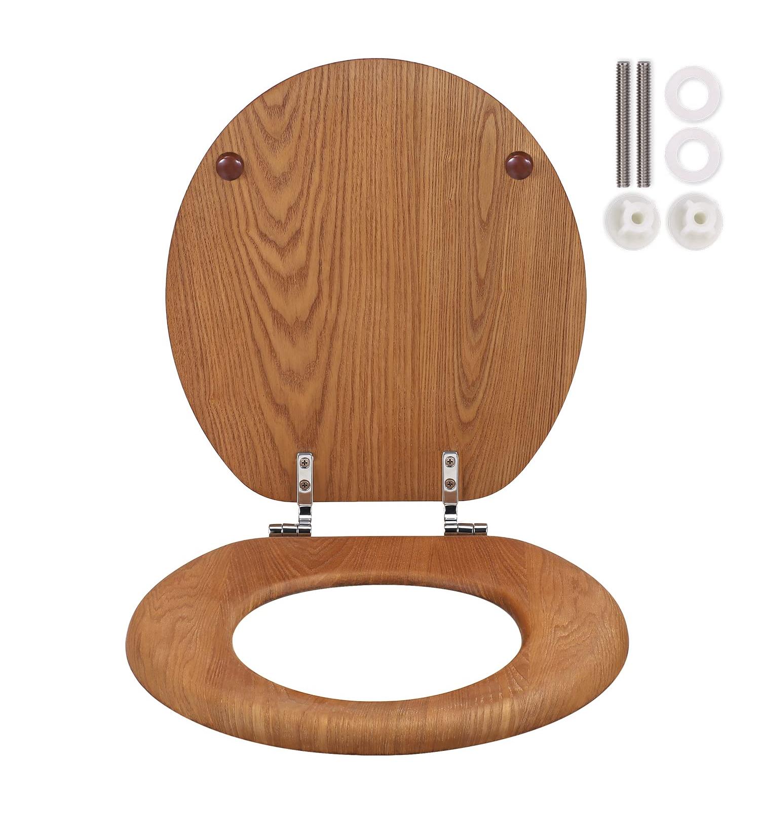 Burlywood Round Wooden Toilet Seat for American Standard Size - Easy to Install - Buy Online on GoSupps.com