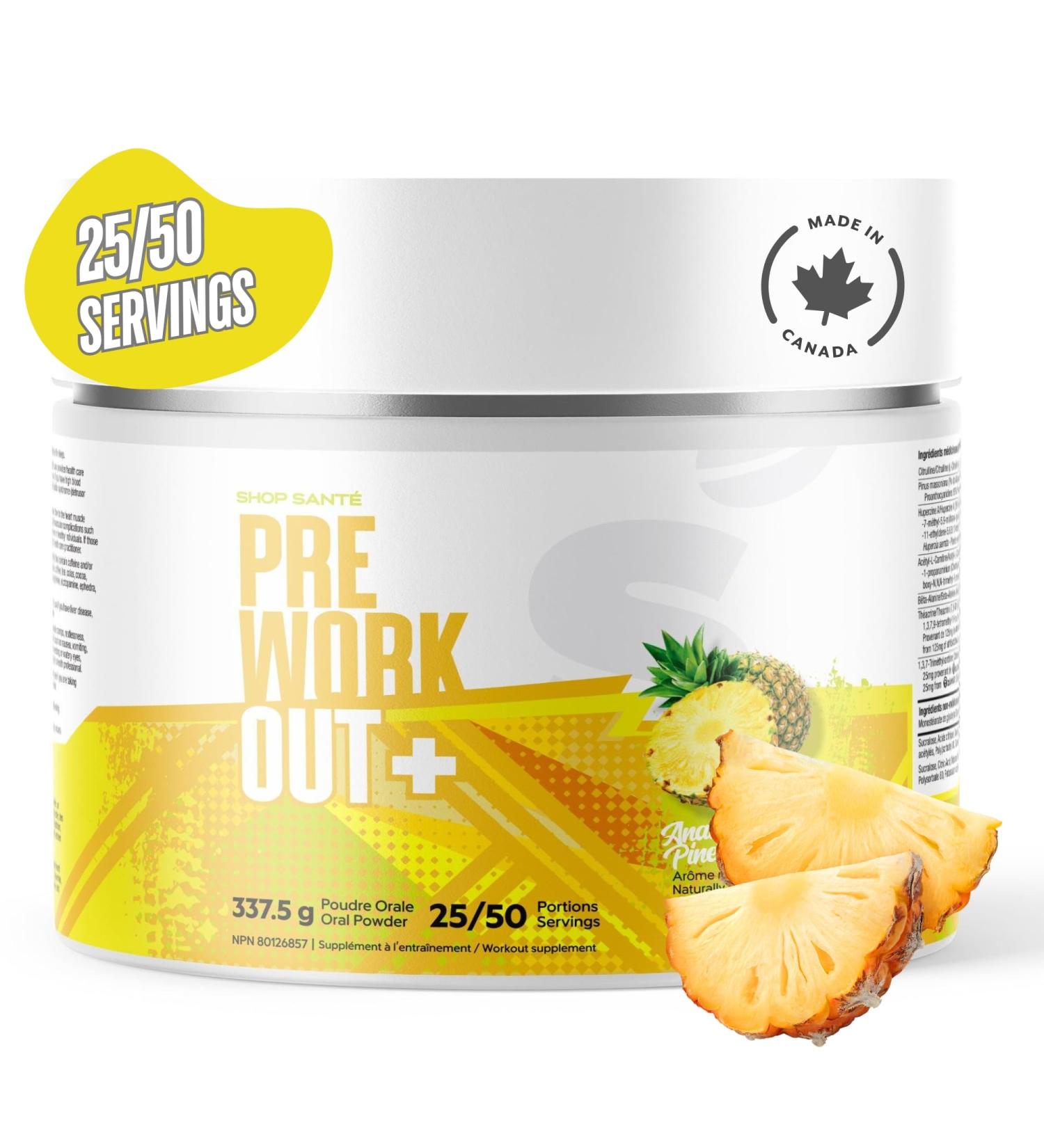 Shop Sante Pre Workout Plus Preworkout Energy Powder 150mg Caffeine Citrulline Beta Alanine Sports Drink Supplement for Men and Women 50 servings - Pineapple - Buy Online on GoSupps.com