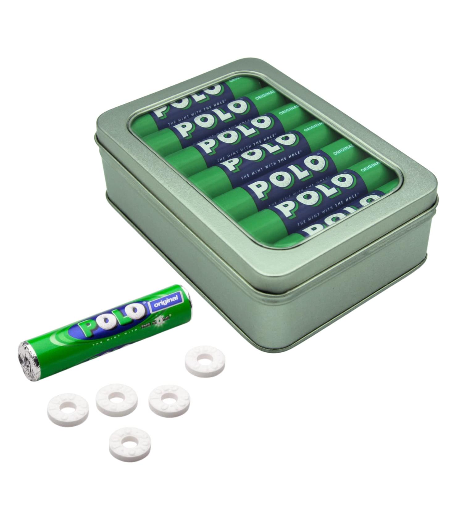 Polo Mints Original Sweets - 12 Small Tubes (24.5g) - Bundle with TinTastic Silver Window Lid Refillable Tin - Buy Online on GoSupps.com