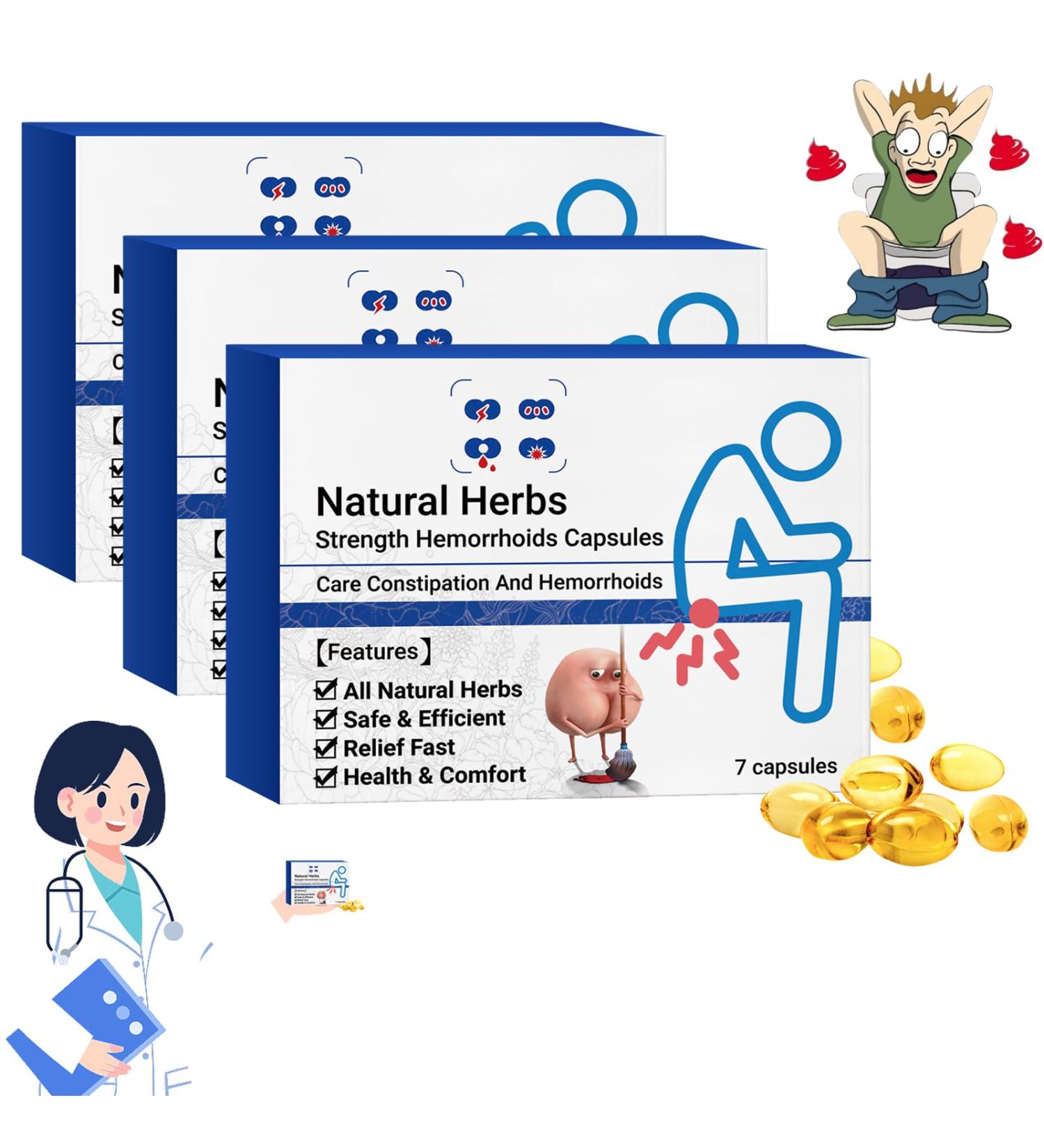 Heca Natural Herbal Strength Hemorrhoid Capsules 7pc/Box Natural Herbs Strength Hemorrhoids Capsules Rapid Hemorrhoid Treatment Natural Hemorrhoid Relief Capsules Hemorrhoid Treatment (3box) - Buy Online on GoSupps.com