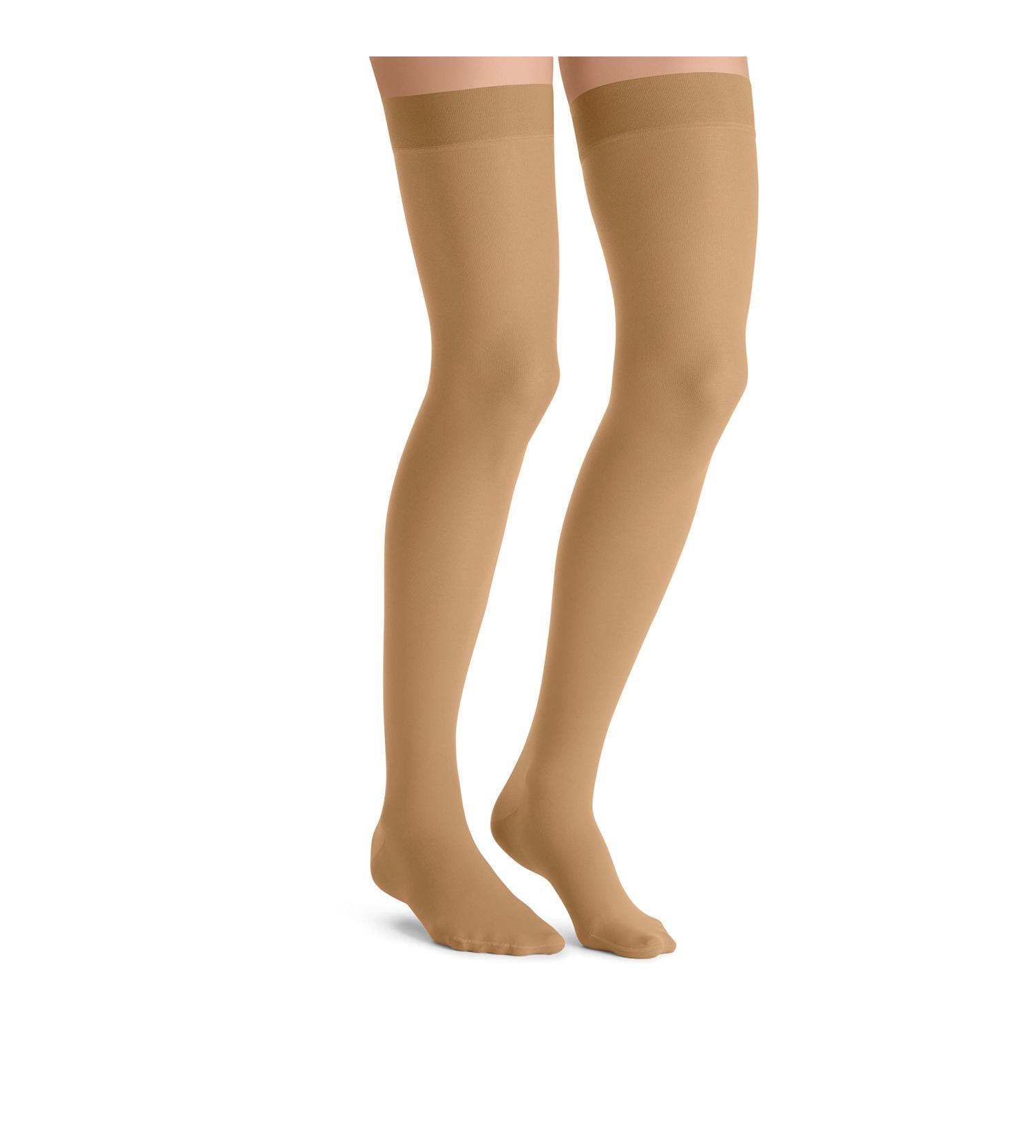 Women's Ultrasheer 30-40 mmHg Thigh High Support Socks | Extra Firm | Lace Silicone Top Band | Medium Size | Suntan Color | International Shipping - Buy Online on GoSupps.com