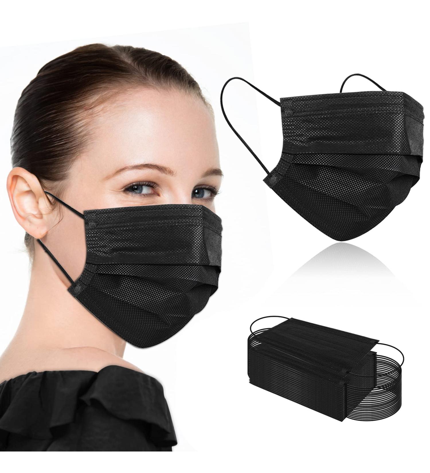 100PCS Black Disposable Face Masks 3 Ply Protection for Adults - Buy Online on GoSupps.com