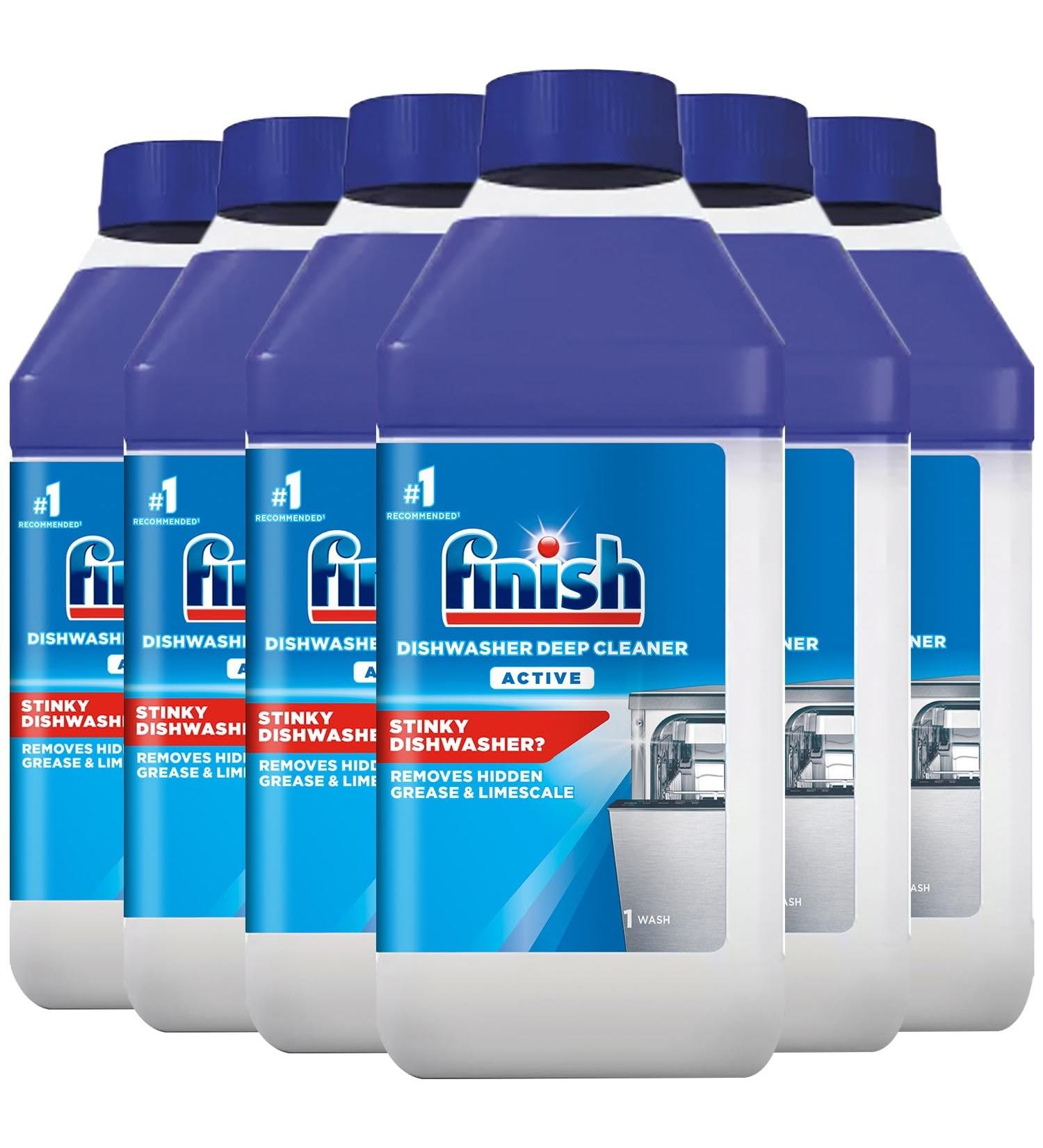 6 x Finish Dishwasher Deep Cleaner Active Regular Scent Bottle 250ml Bulk Buy