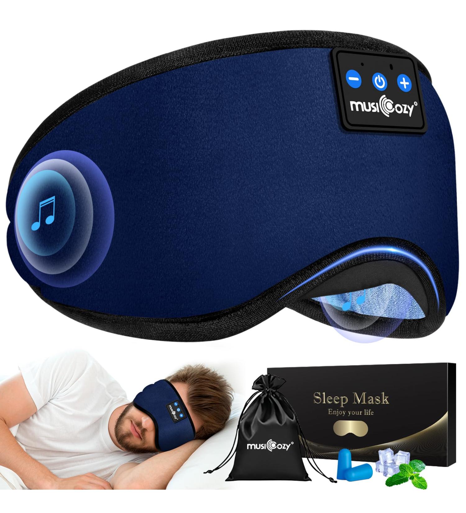 Bluetooth Sleep Headphones Eye Mask - Ultra-Soft & Washable - Perfect for Side Sleepers/Office/Travel - Birthday Gift for Men Women - Blue - Buy Online on GoSupps.com