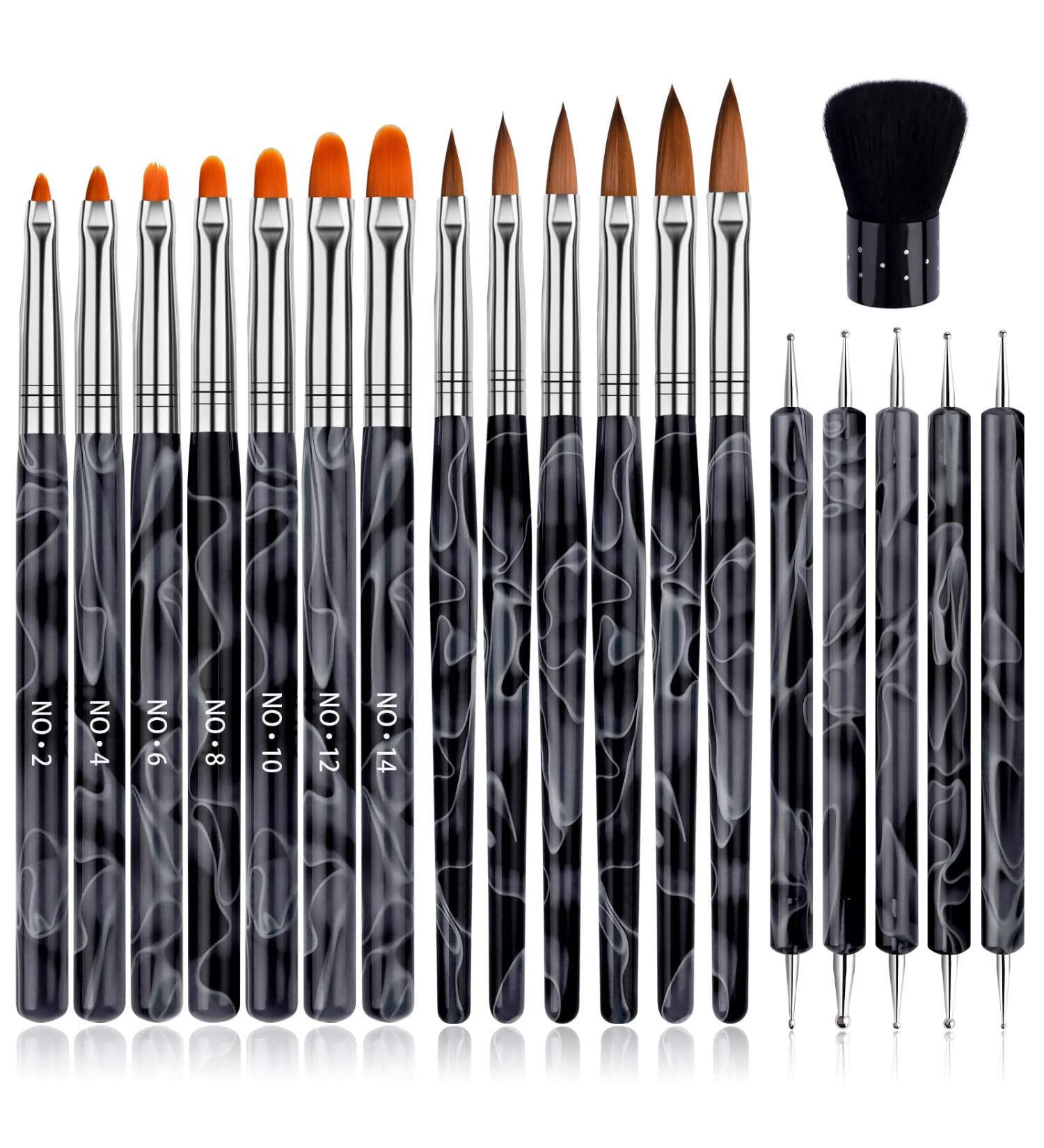 Buy TOROKOM 19Pcs Acrylic Nail Brush Set - Complete Nail Art Tools Gel Polish & Design Brushes for Professionals | International Shipping - Buy Online on GoSupps.com