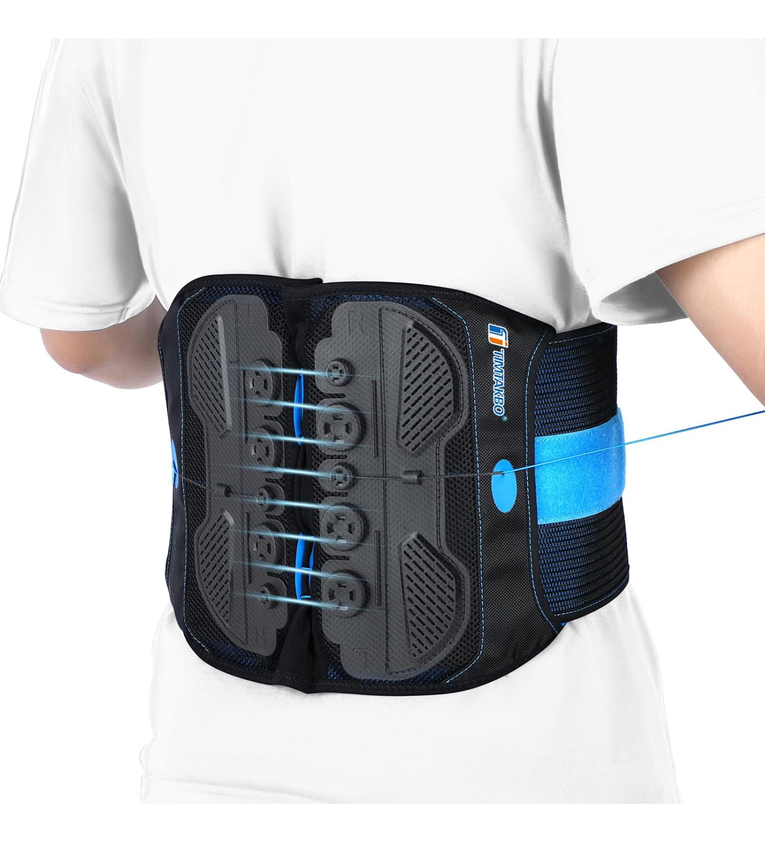 T TIMTAKBO Lumbar Support Belt | Back Brace for Lower Back Pain Relief for Men & Women | Decompression Support for Herniated Disks Sciatica & Scoliosis - Black L/XL (35-47 in - Buy Online on GoSupps.com