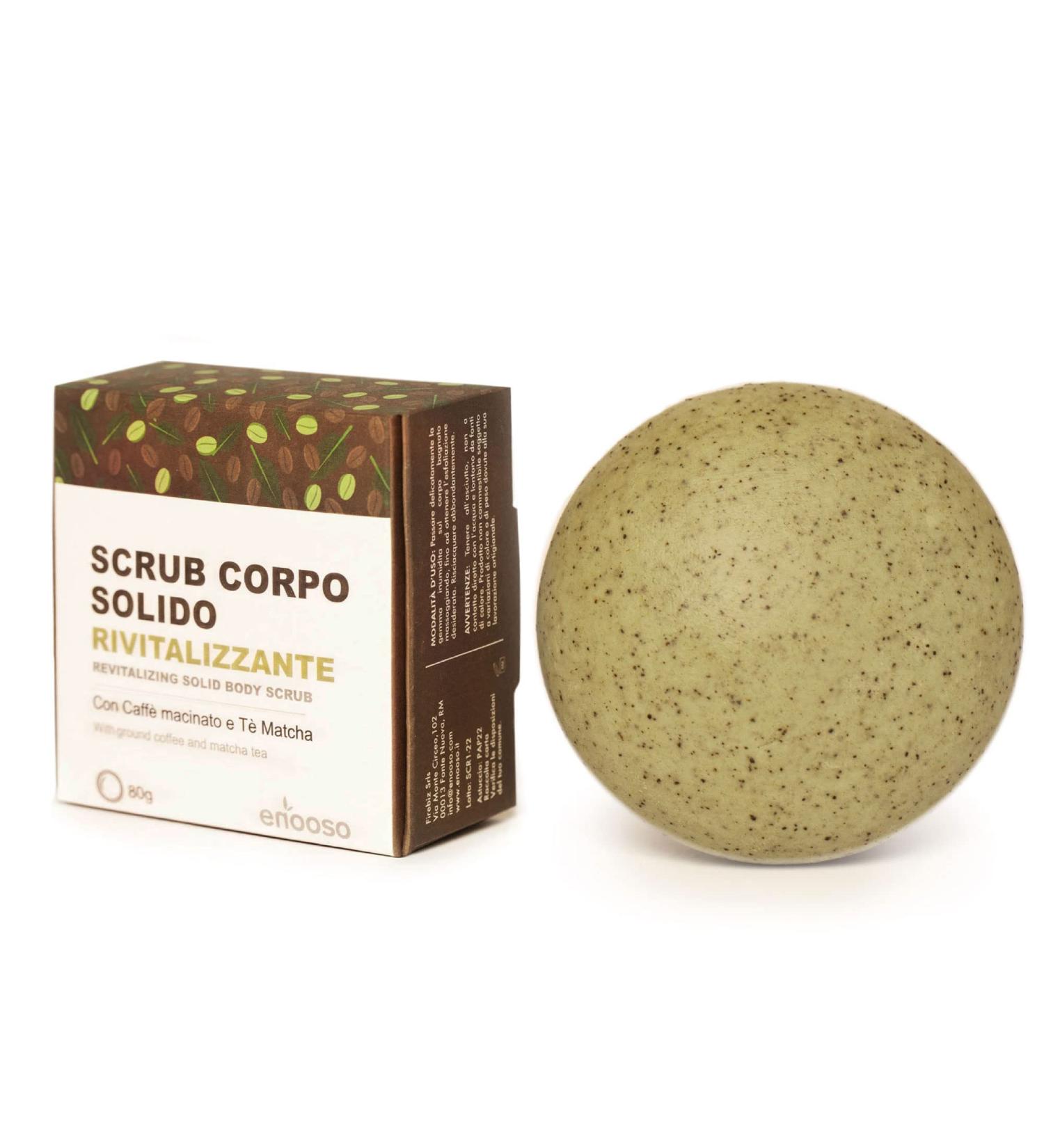  ENOOSO Solid & Organic Revitalizing Body Scrub with Matcha & Coffee | 100% Handcrafted Organic Natural Vegan Cruelty Free Made in Italy Scrubber Body - Buy Online on GoSupps.com