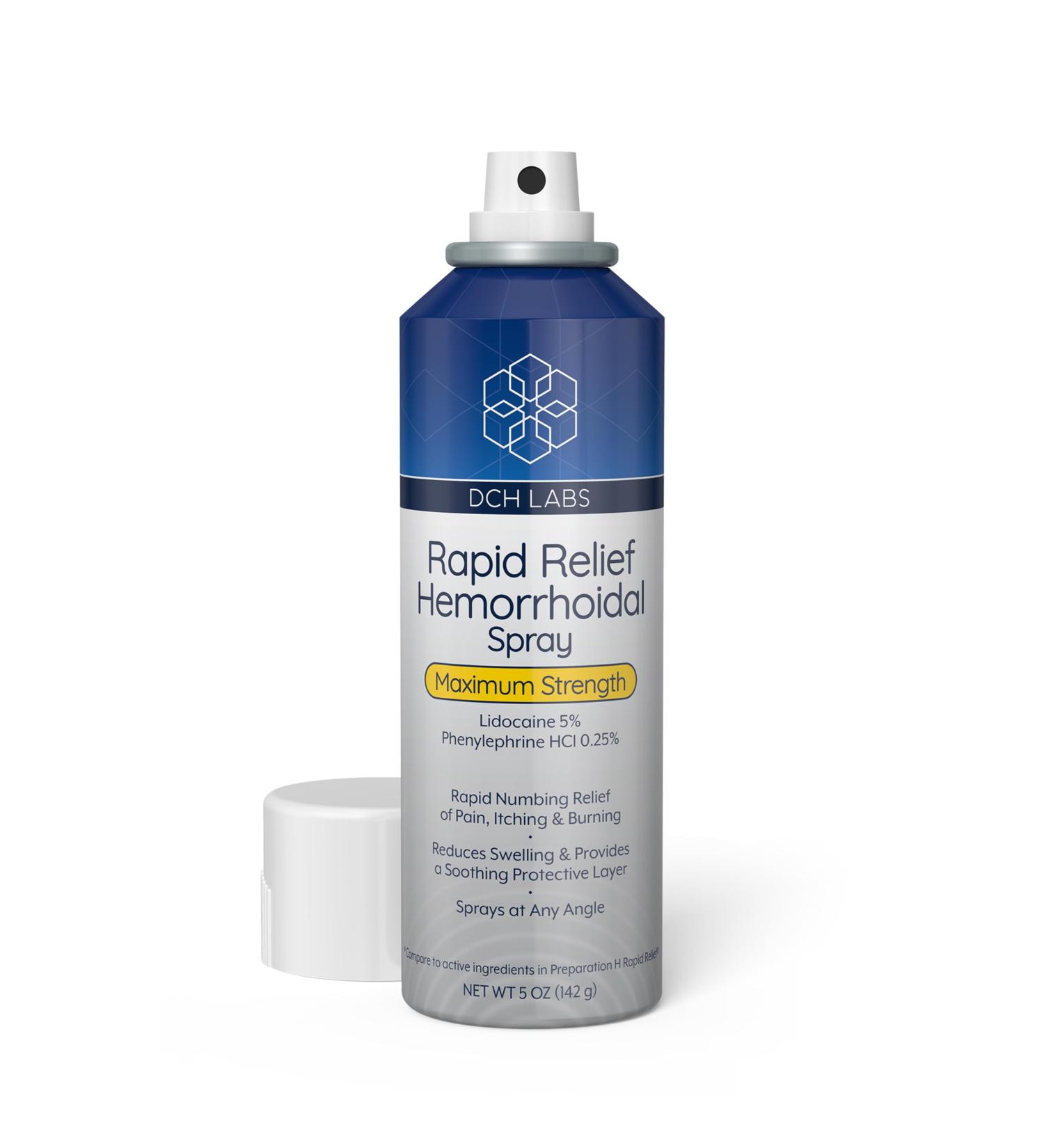 Rapid Relief Hemorrhoid Treatment Spray - Maximum Strength Lidocaine & Phenylephrine for Fast Relief | Vegan & Cruelty-Free 5 oz - Buy Online on GoSupps.com