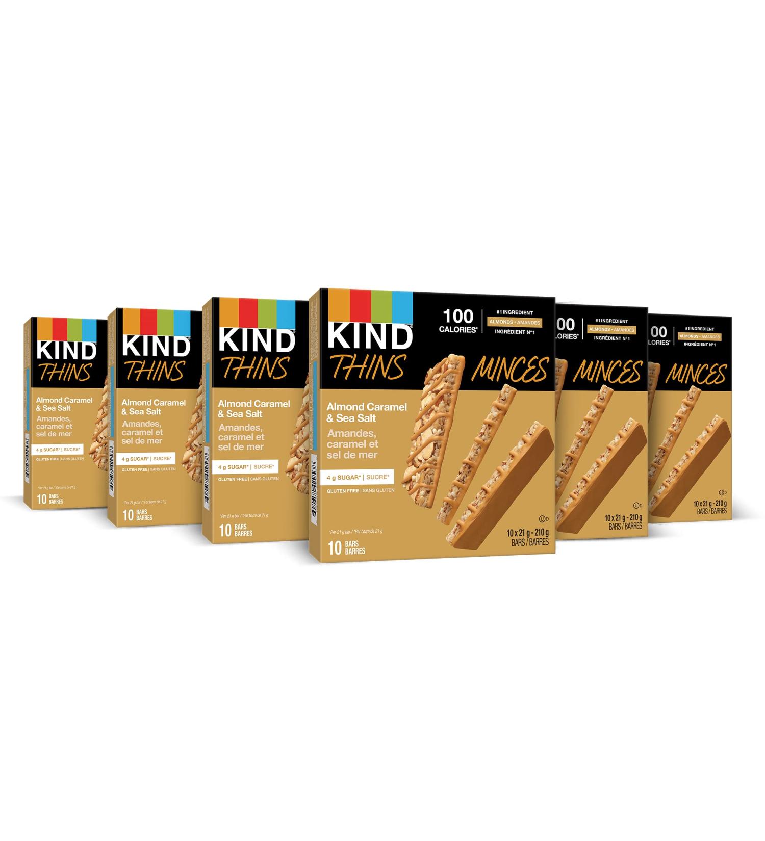 KIND THINS Almond Caramel & Sea Salt Gluten Free Bars 21g Bar (60 Count) - Buy Online on GoSupps.com