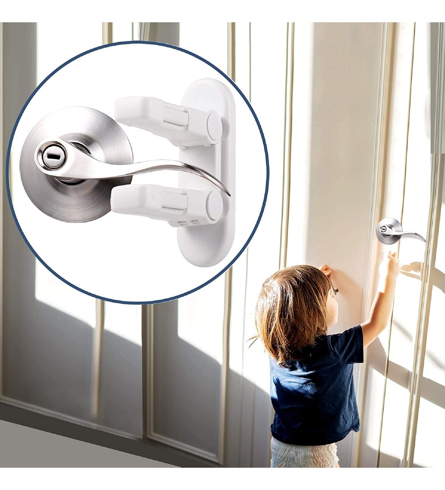 Improved Childproof Door Lever Lock (2 Pack) Tinabless Prevents Toddlers From Opening Doors Durable ABS with 3M Adhesive Backing Simple Install No Tools Needed (White 2) White Door Lever Locks - Buy Online on GoSupps.com