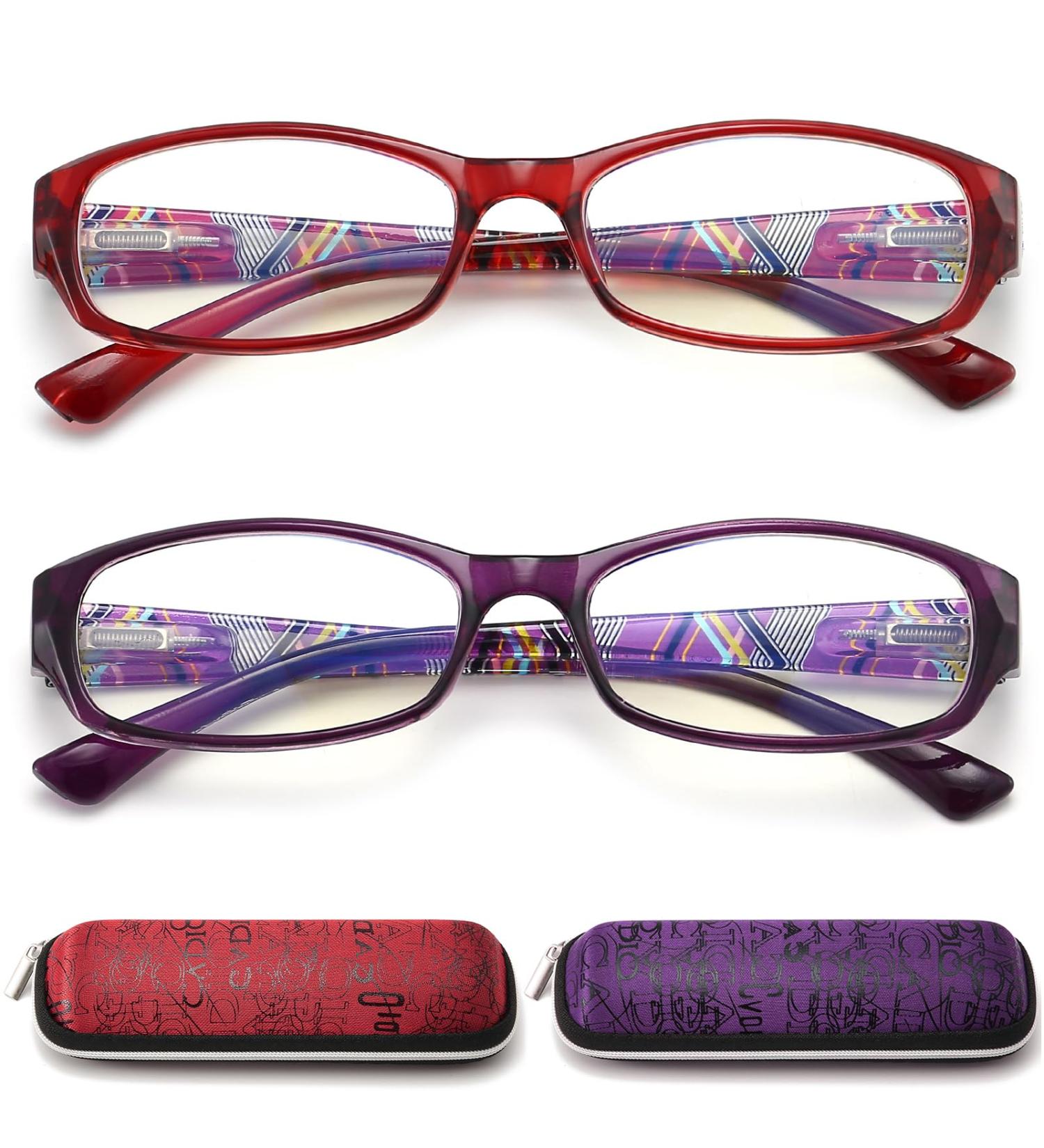 Shop Women's Blue Light Blocking Reading Glasses - 2 Pack with UV Protection - +2.0 Red/Purple Readers - Buy Online on GoSupps.com