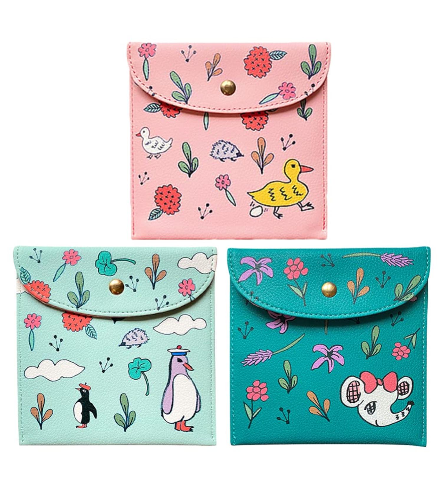 Shop Heallily 3-Piece PU Leather Sanitary Bag Set - Cute Tampon & Coin Holder for Women | Stylish Travel Organizer - Buy Online on GoSupps.com