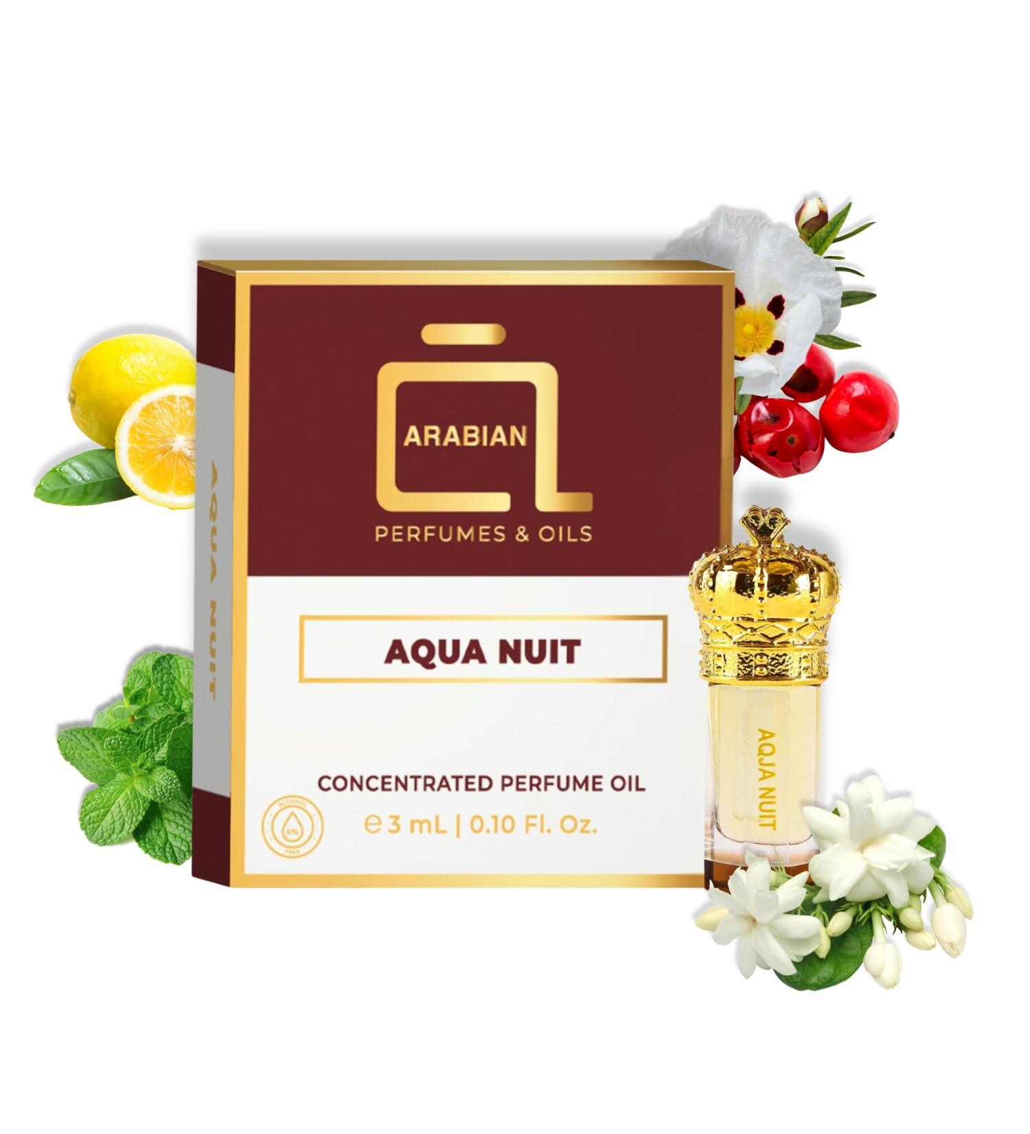 ARABIAN PERFUMES & OILS Aqua Nuit Perfume Oil - Citrusy Spicy Woody Fragrance Oil for Men and Women - Travel Size Perfume 0.10 Fl. Oz. - Buy Online on GoSupps.com