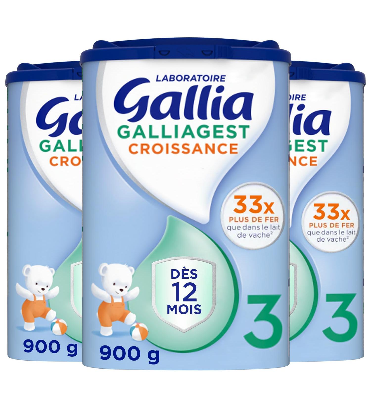 Laboratoire Gallia - Galliagest Growth 3rd Age - Milk Powder for Babies - From 12 Months - 78 Bottles - Pack of 3 x 900g - Buy Online on GoSupps.com