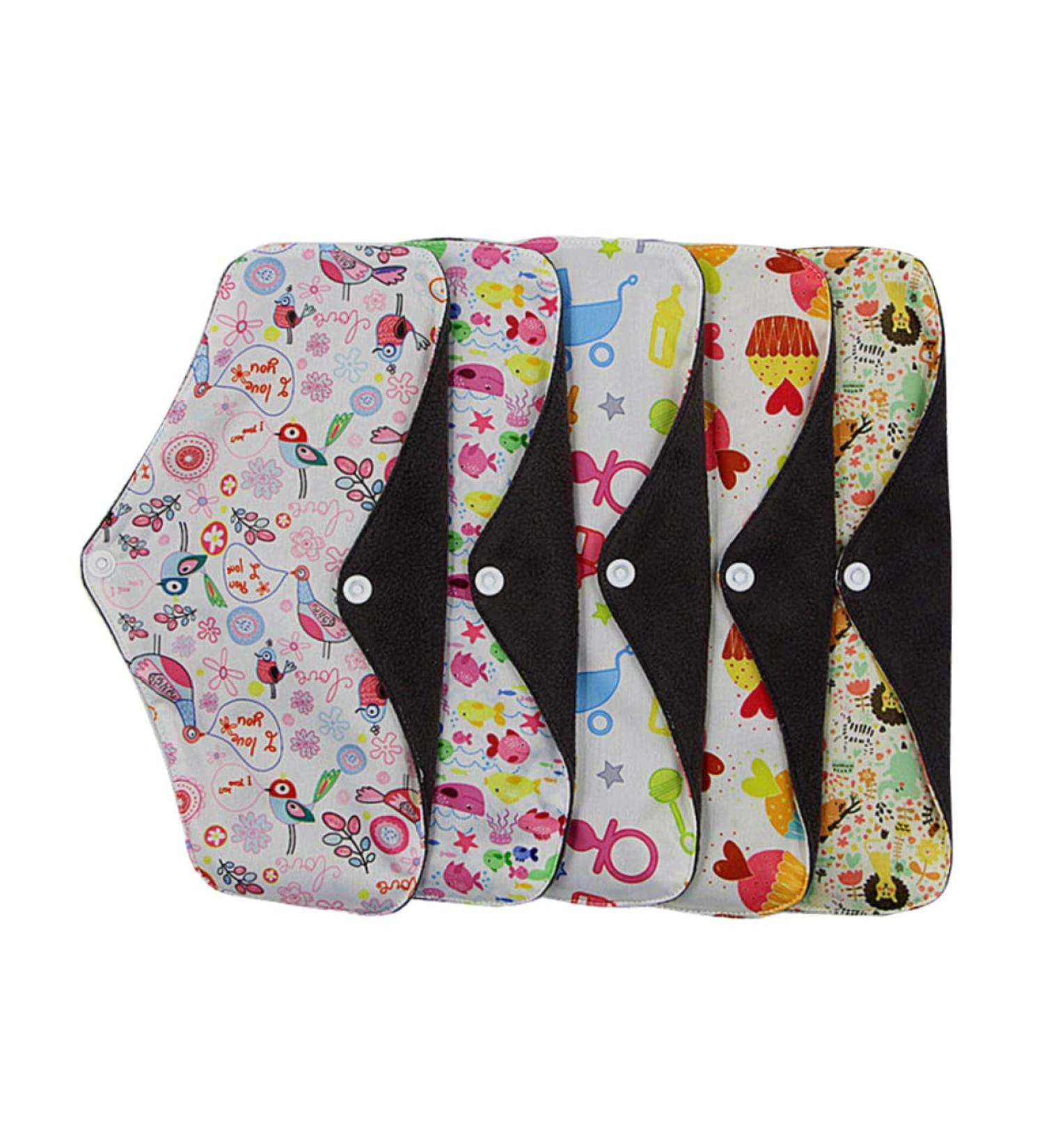 KALLORY 5pcs Reusable Cloth Menstrual Pads - Mama Cloth Liners for Women - Breathable and Portable Napkin Warp Pad - Random Color Pack - 1 Count - Buy Online on GoSupps.com