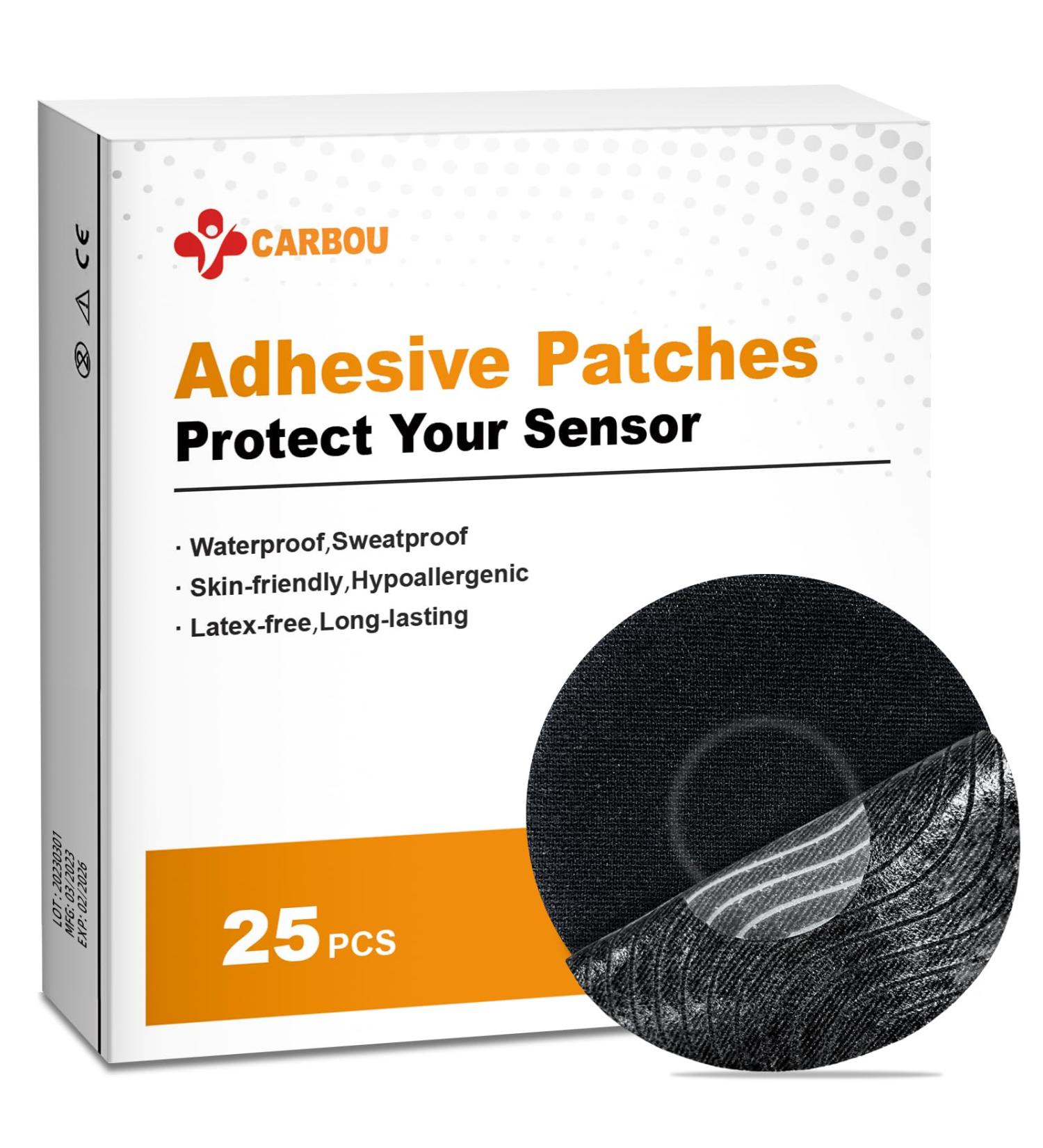 Carbou Freestyle Adhesive Patches 25 PCS - Waterproof Sensor Covers for Libre Enlite Guardian - Breathable, Pre-Cut, Long Lasting (Black) - Buy Online on GoSupps.com
