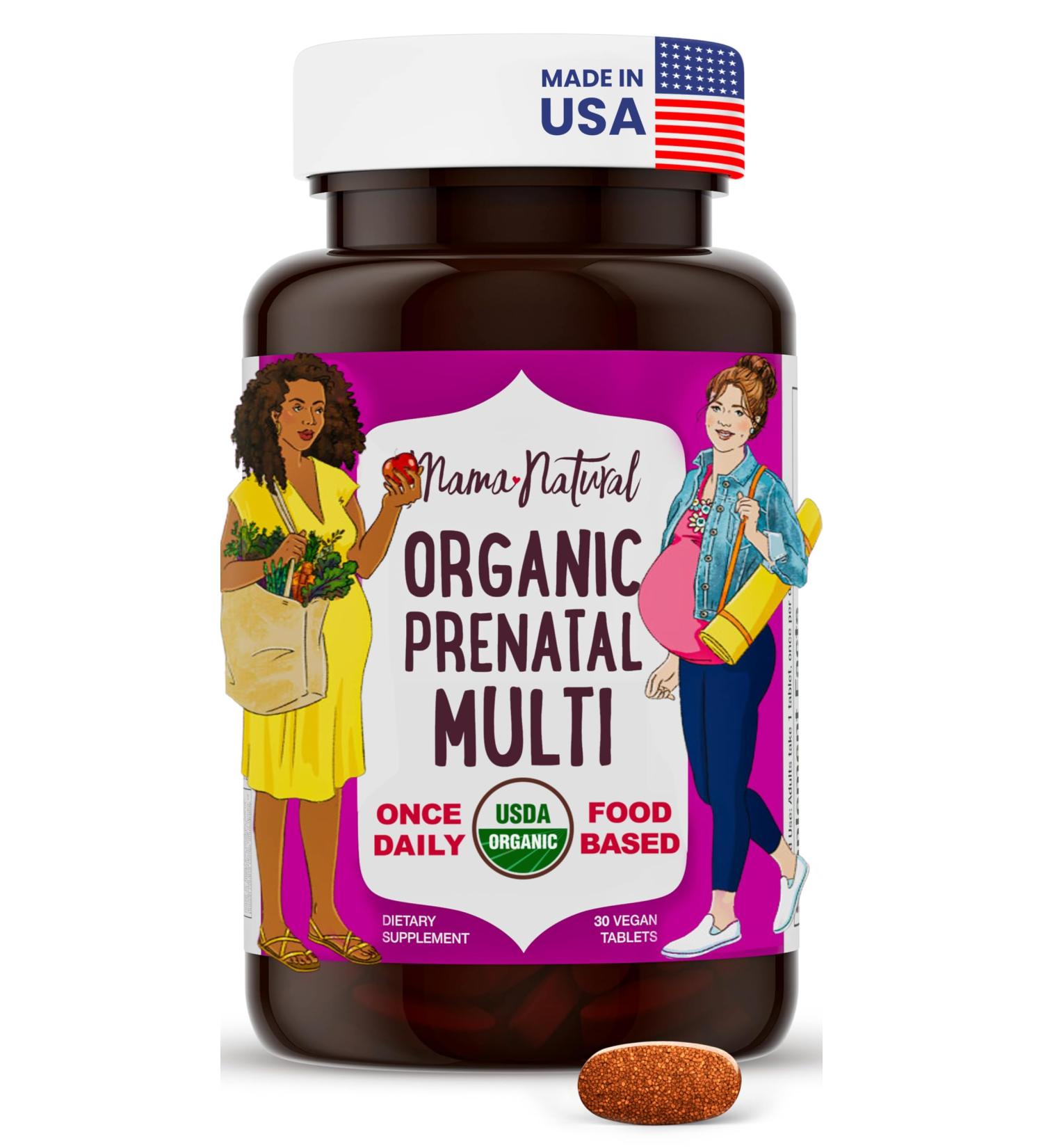 Mama Natural Organic Prenatal Vitamins for Women Vegan (30 Servings) | One A Day Prenatal Vitamins for Pregnant Women | Food Based Non-GMO & Gluten-Free - Pre Natal Multivitamin with Folate - Buy Online on GoSupps.com