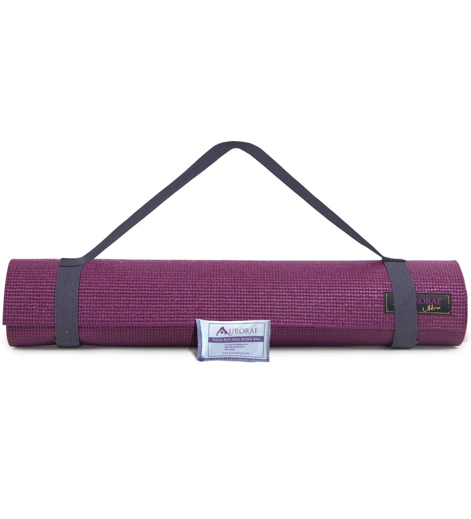 Aurorae Ultra Super Sized Yoga Mat - 78 x 26 x 1/4 - Non Slip Rosin & Carry Strap - Burgandy - Buy Online on GoSupps.com