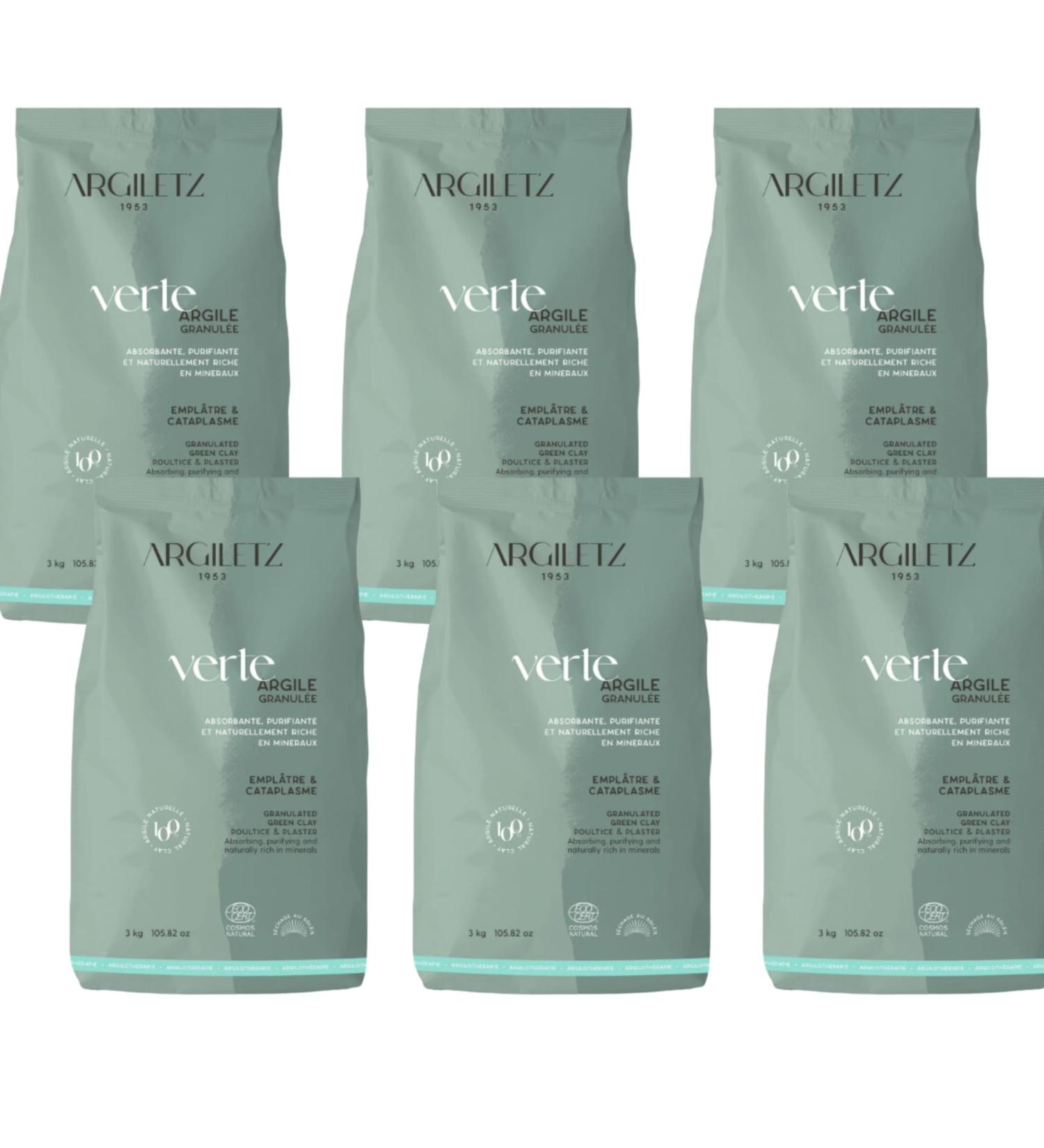  ARCILIA Argiletz - Set of 6 - Green Crushed Clay 3 kg - Poultices Plasters Clay Baths - Clay Care - Buy Online on GoSupps.com