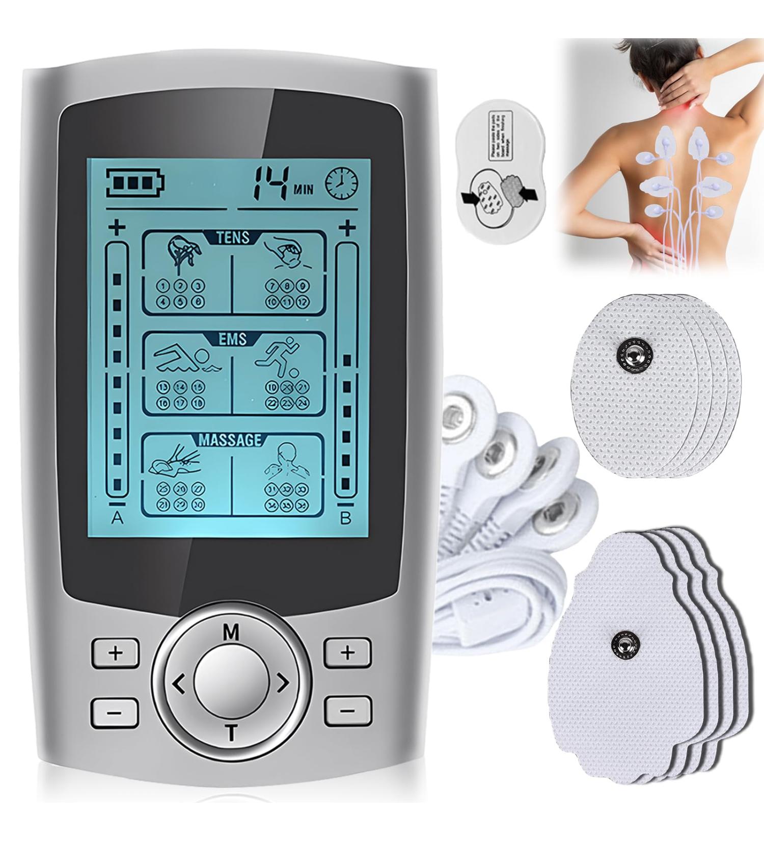 Delamiya Tens Device - Rechargeable Pain Relief EMS Device with 36 Programs 20 Intensity Levels & 8 Electrodes for Muscle Relaxation - Buy Internationally - Buy Online on GoSupps.com