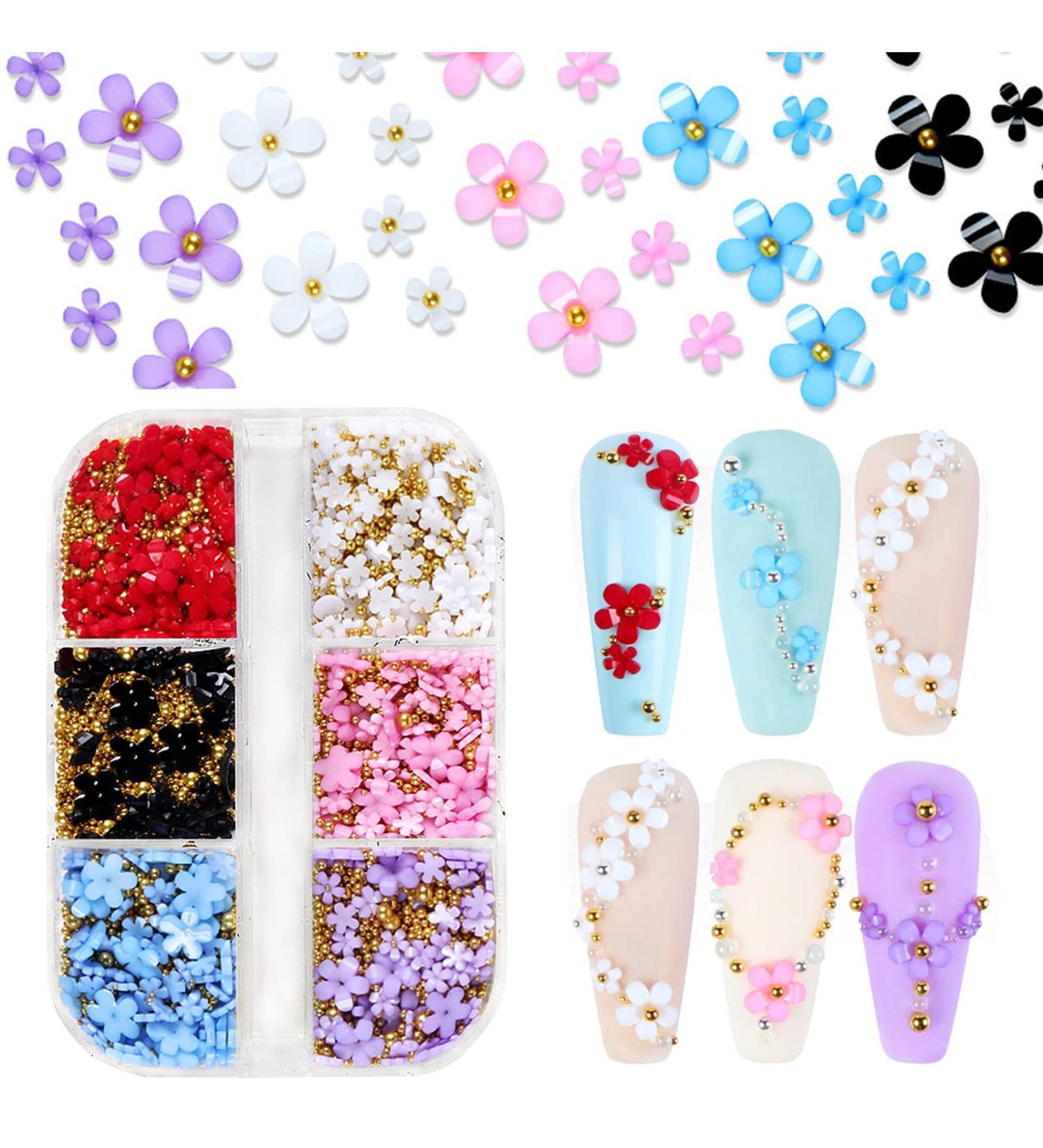 Flower Nail Art Charm for Acrylic Nails - Pack of 6 Mixed Sizes Nail Charms for DIY Nail Designs - Fashion Accessories for Women and Girls - Buy Online on GoSupps.com