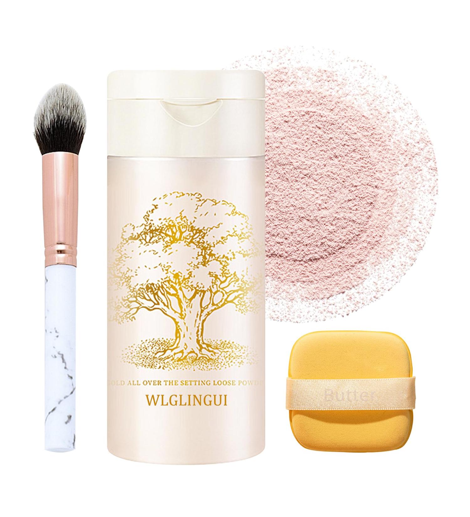 Loose Setting Powder Makeup Set | Waterproof Matte Powder Foundation Brush & Makeup Sponge | Long Lasting Oil Control for All Skin Tones - Buy Online on GoSupps.com