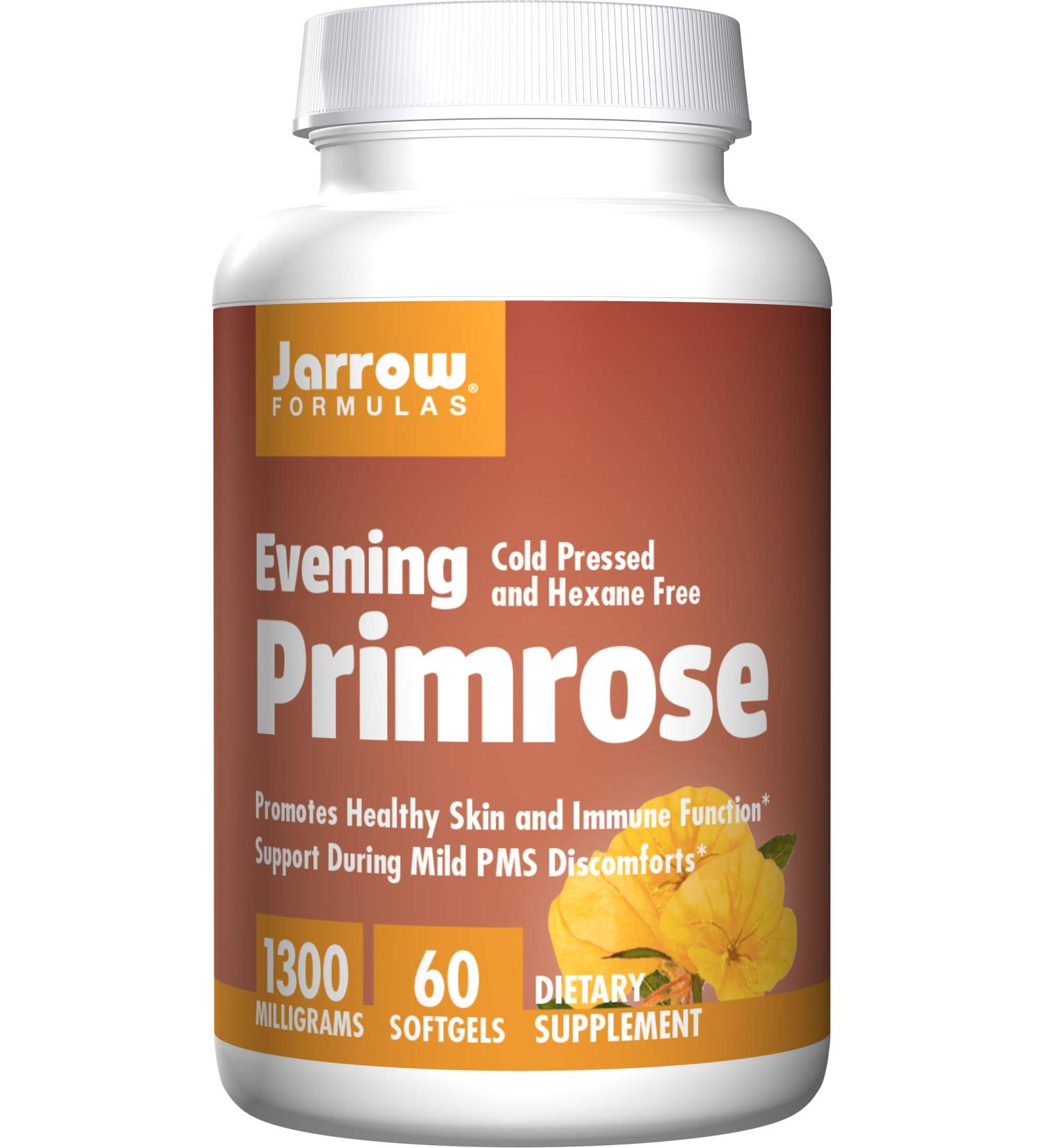 Jarrow Formulas Evening Primrose,Promotes Healthy Skin and Immune Function, 1300 mg, 60 Softgels (Pack of 2)