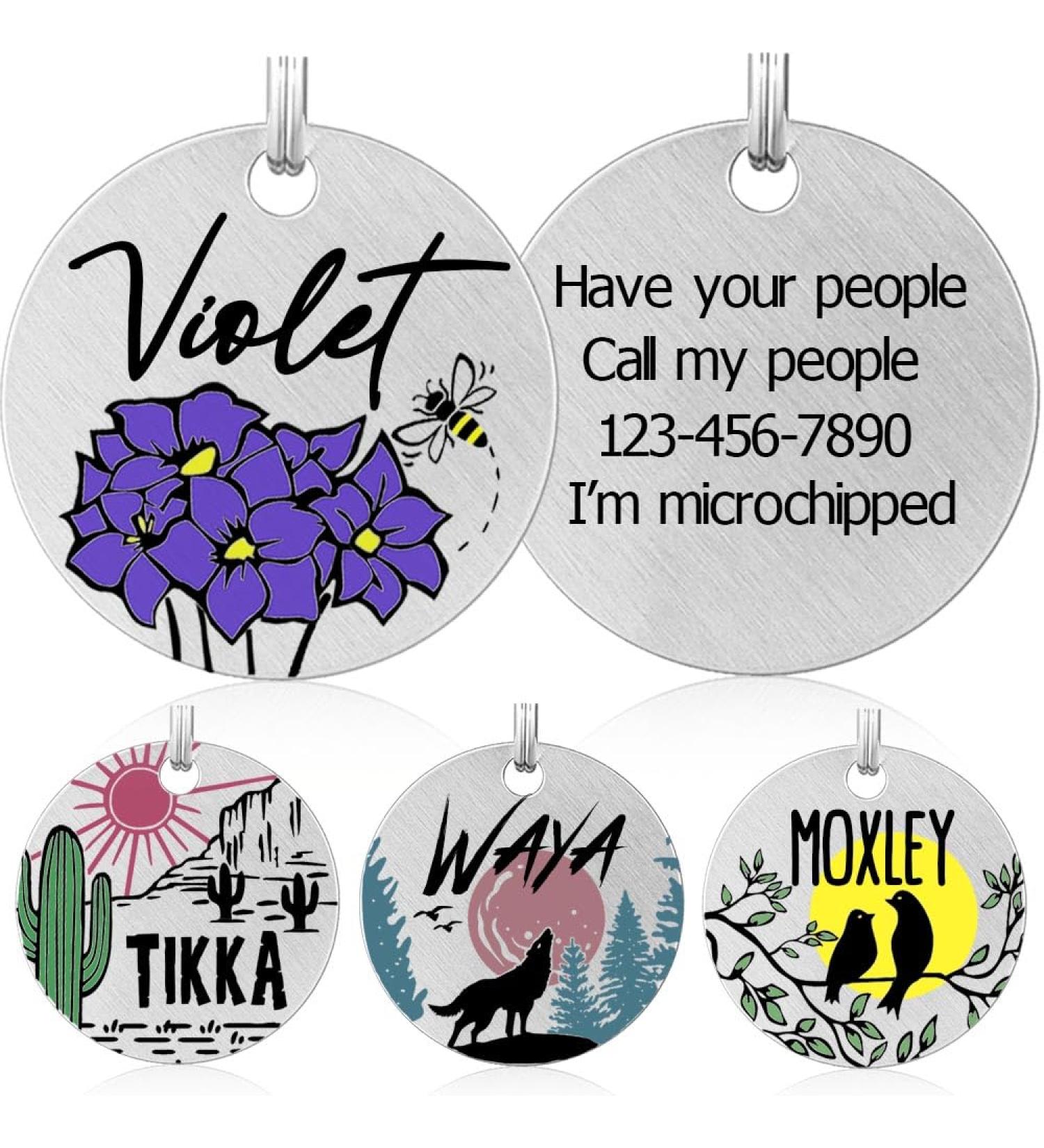 Personalized Violet Dog Tags - Engraved Stainless Steel Pet ID for Dogs & Cats | Unique Animal Brands - Buy Online on GoSupps.com