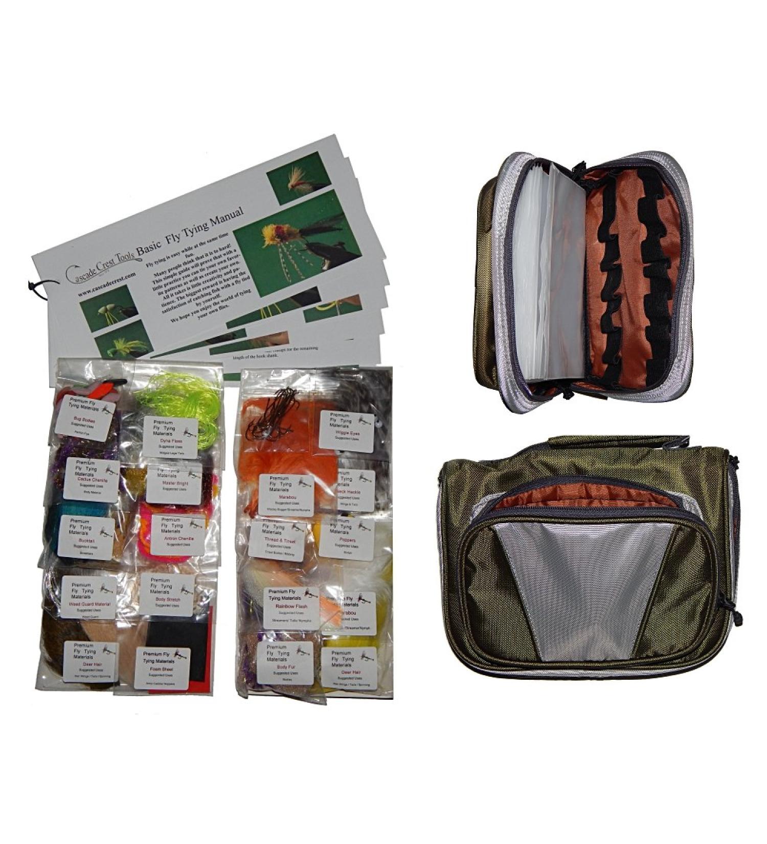 Cascade Bass/Panfish Fly Tying Material Kit with Essentials Tying Materials Bag
