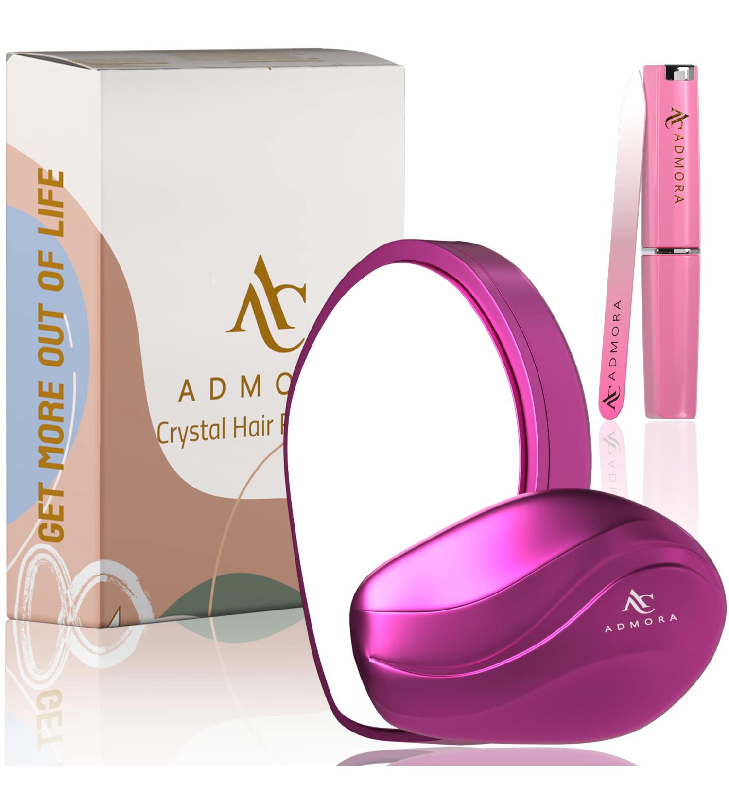 Crystal Hair Eraser - Nano Painless Hair Removal Tool for Men and Women | Fast & Easy Exfoliation Stone | Soft Smooth Silky Skin | Nail Filer Included | Rose Red - Buy Online on GoSupps.com