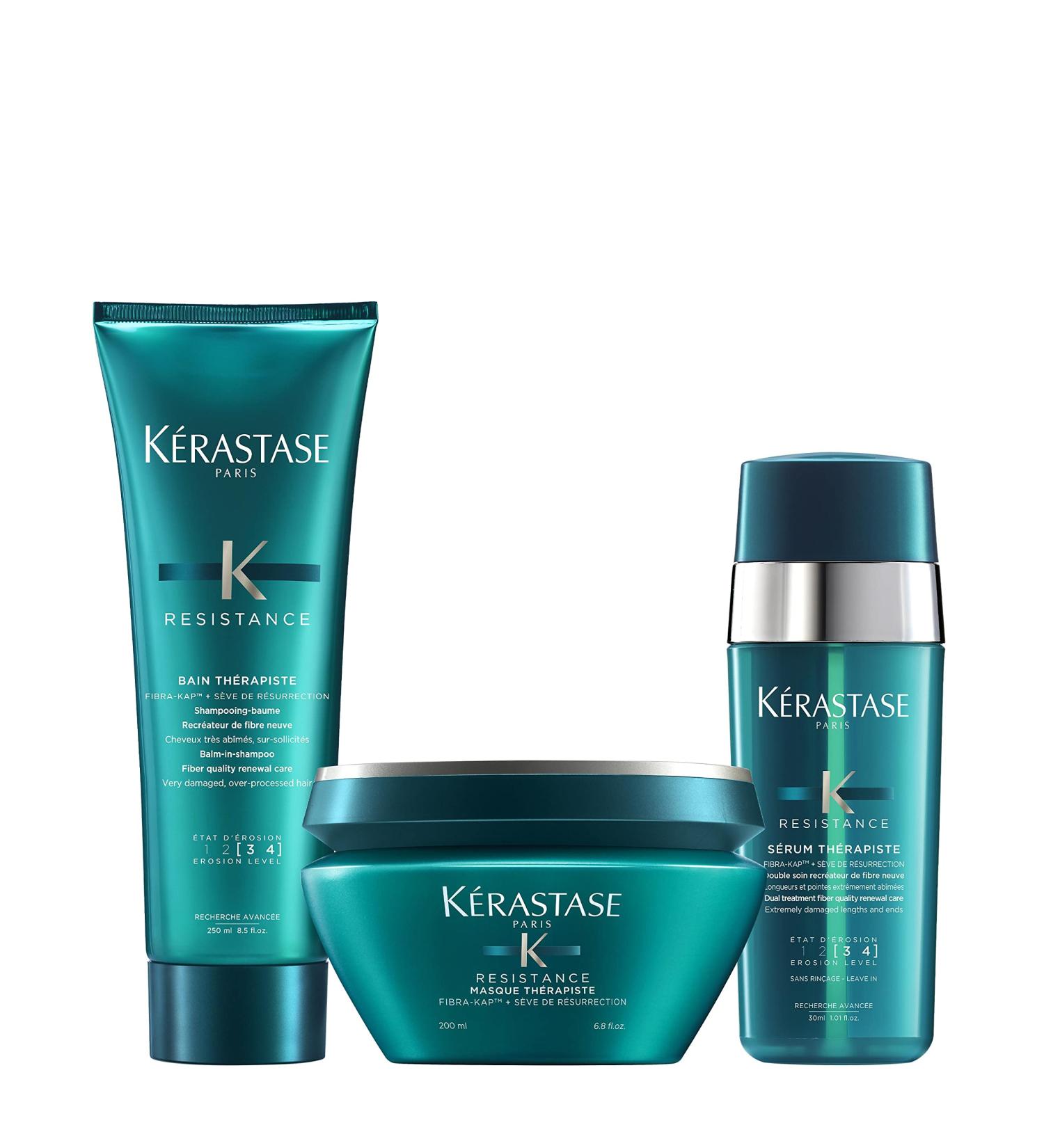 K rastase Resistance Therapiste Complete Hair Repairing Treatment For Very Dry and Damaged Normal to Thick Hair Contains Strengthening Shampoo Healing Mask & Heat Protection Serum Trio Set - Buy Online on GoSupps.com