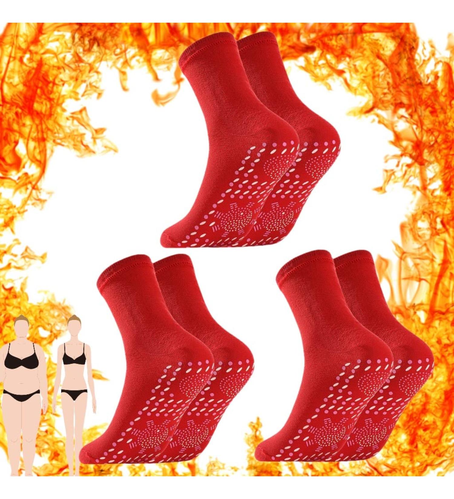 Tourmaline Lymphvity Slimming Health Socks - Set of 3 | Acupressure, Self-Heating, Magnetic Therapy | Red Color - Buy Online on GoSupps.com