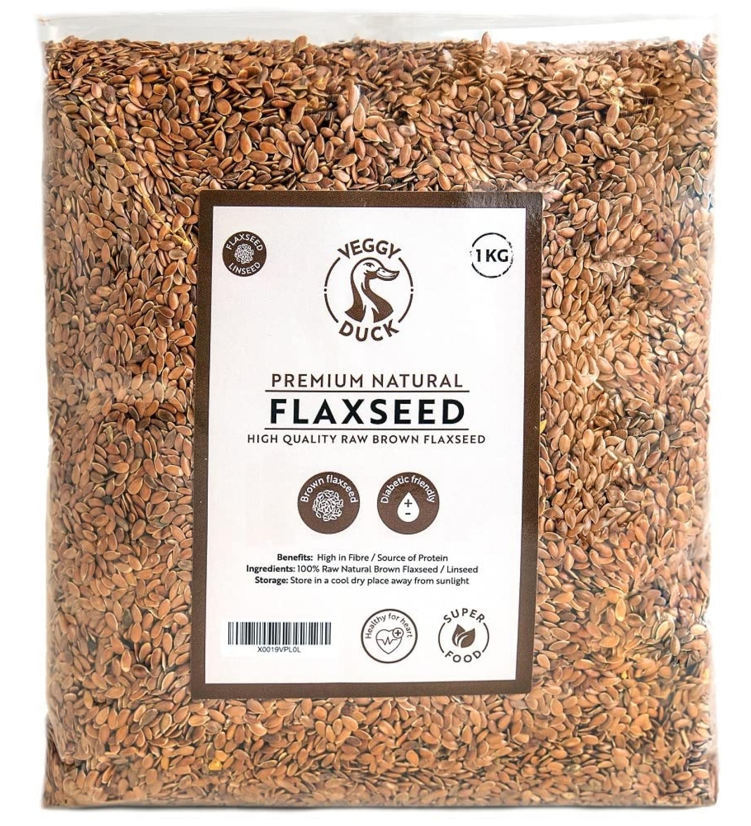 Buy Veggy Duck Natural Raw Flaxseed Brown 1Kg | GMO-Free Superfood for Health & Wellness - Buy Online on GoSupps.com