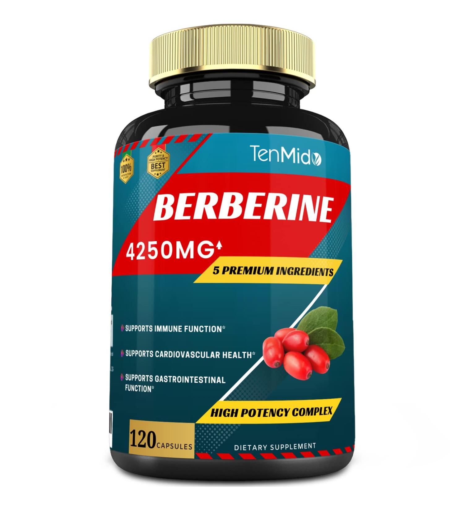 Berberine Extract 4250mg Capsules - 4 Months Supply with Ceylon Milk Thistle, Turmeric & Black Pepper | Immune Support & Weight Management Supplements - Buy Online on GoSupps.com