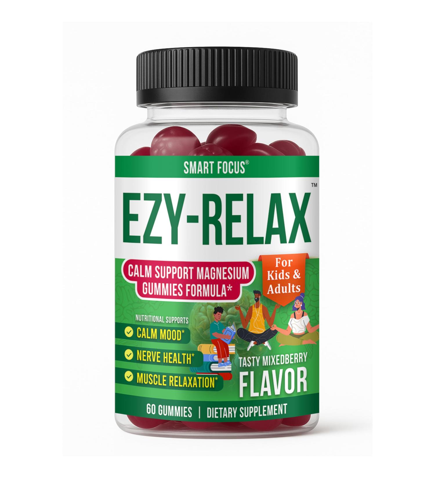 Ezy-Relax Magnesium Citrate Gummies for Kids, Teens & Adults, for Calm Relaxation & Daily Balance Chewable Magnesium Supplement - Vegan, Non-GMO 30 Day Supply - Buy Online on GoSupps.com