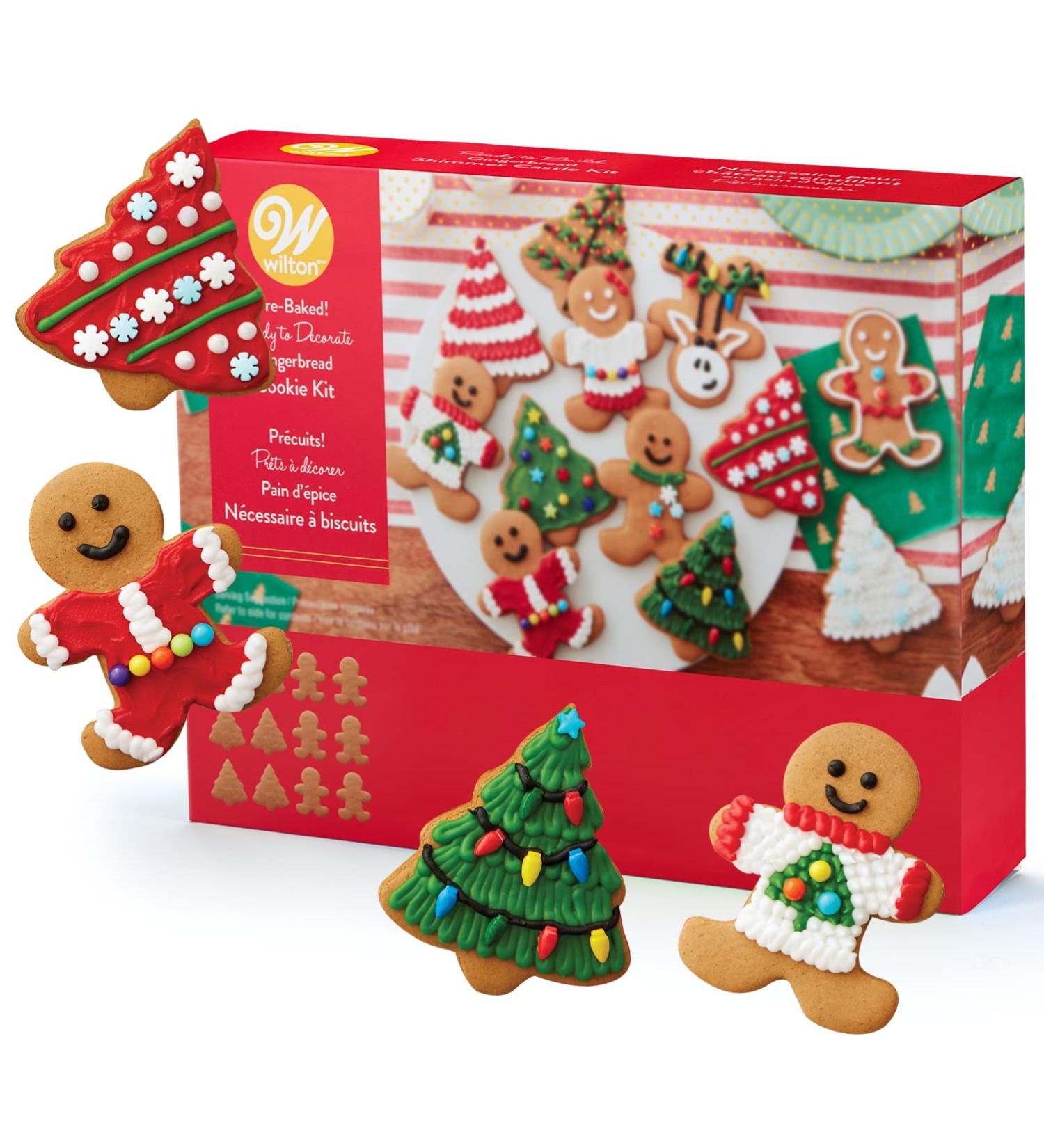 Holiday Fun Baking Set: Gingerbread Man & Tree Cookie Kit with Pre-Baked Cookies, Candies, Fondant, Icing, Decorating Bags, Tips, and Holiday Stickers - Buy Online on GoSupps.com